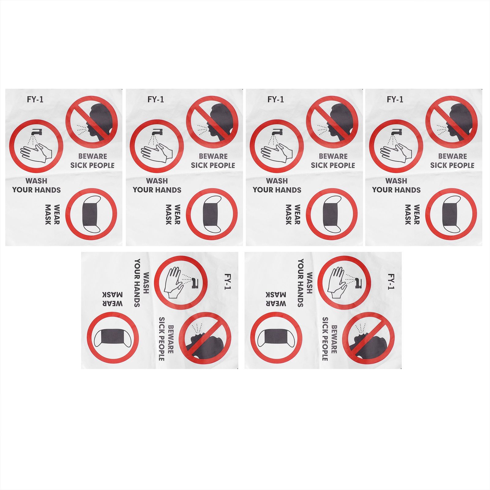 6PCS Caution Notice English Reminder Slogan Wall Sticker Sign for Hospital view 4