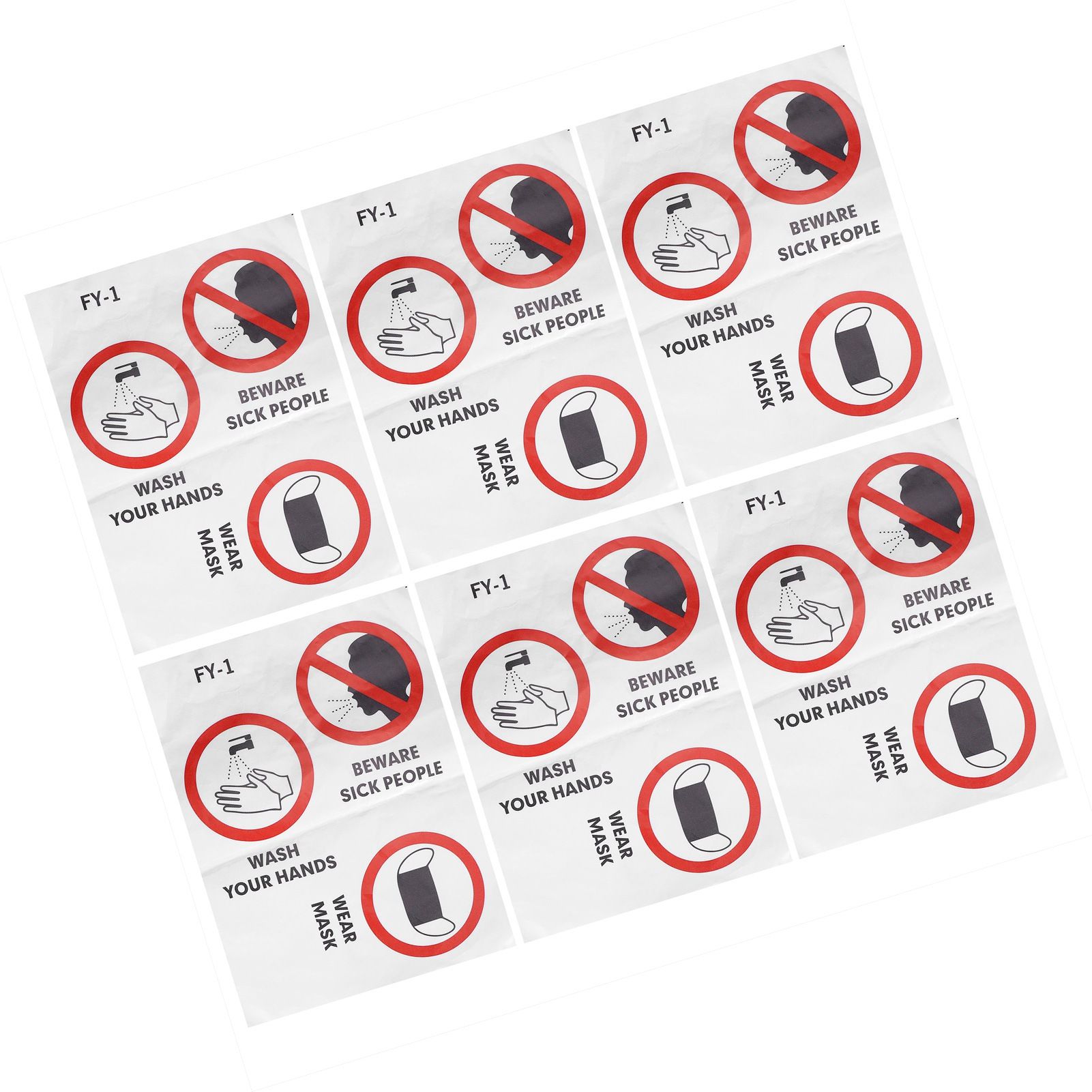 6PCS Caution Notice English Reminder Slogan Wall Sticker Sign for Hospital view 5