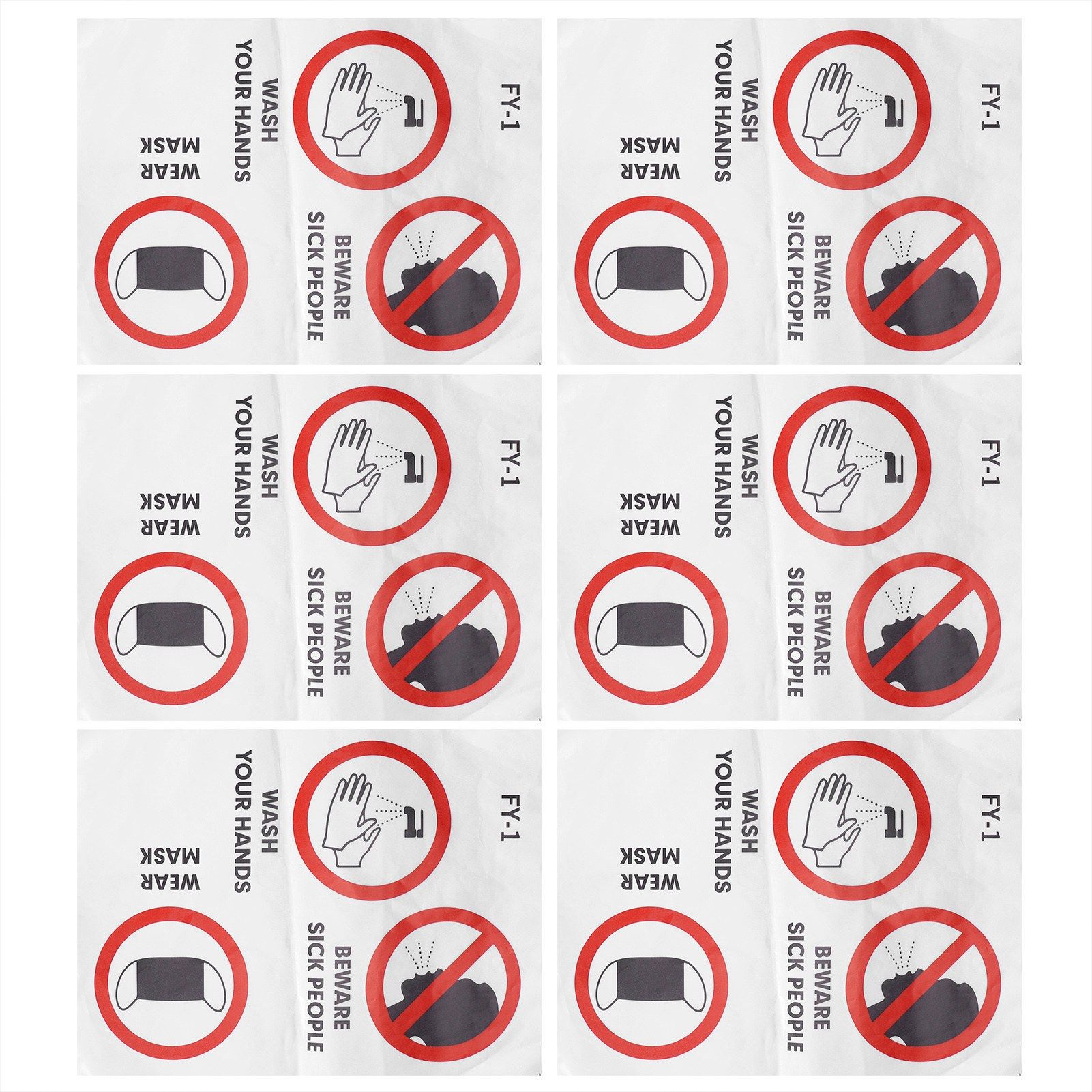 6PCS Caution Notice English Reminder Slogan Wall Sticker Sign for Hospital view 7