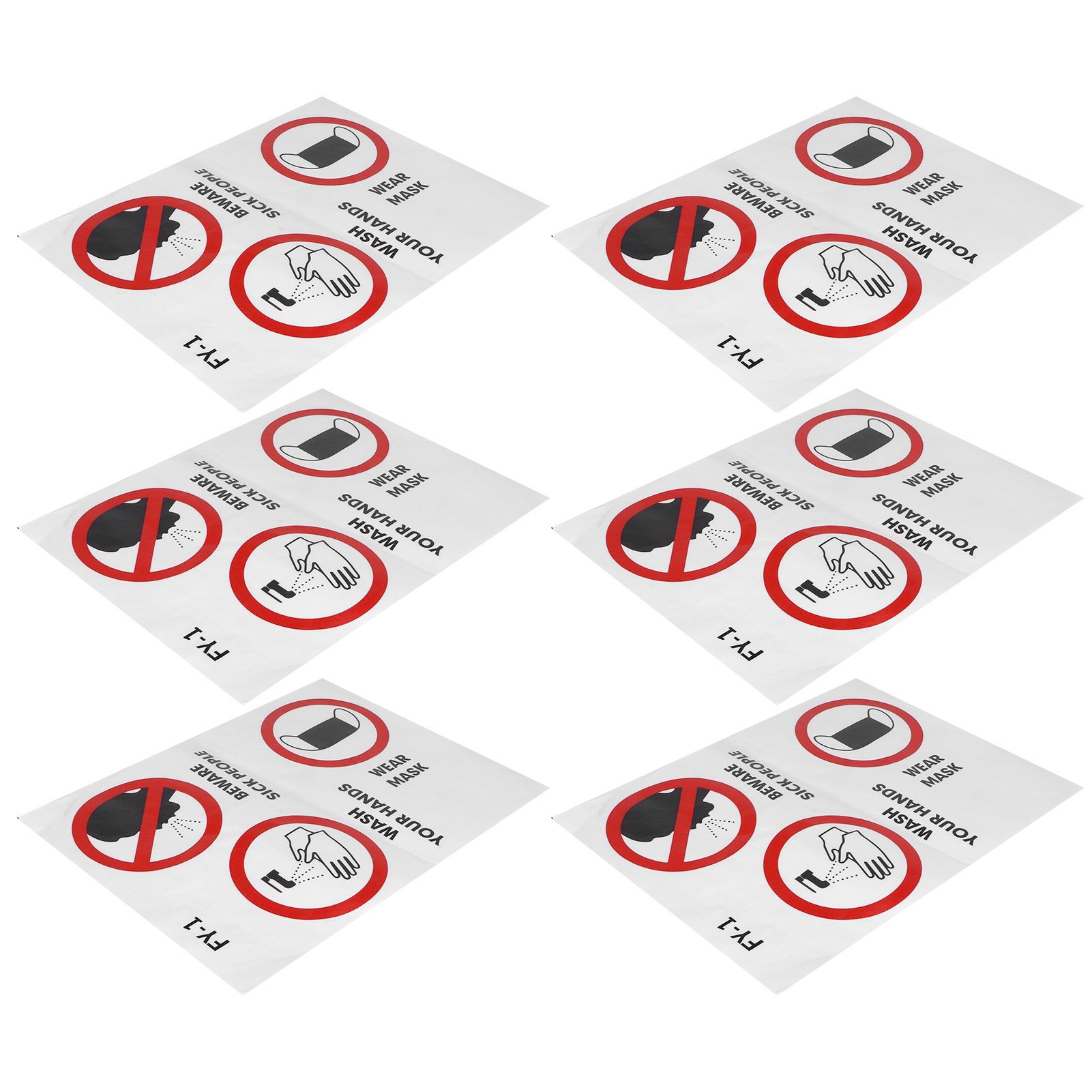 6PCS Caution Notice English Reminder Slogan Wall Sticker Sign for Hospital view 8
