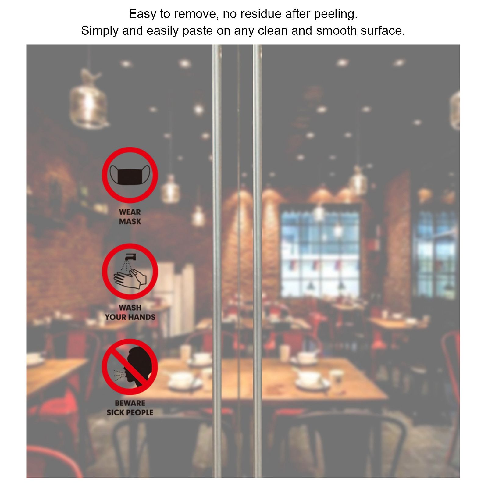 6PCS Caution Notice English Reminder Slogan Wall Sticker Sign for Hospital view 15