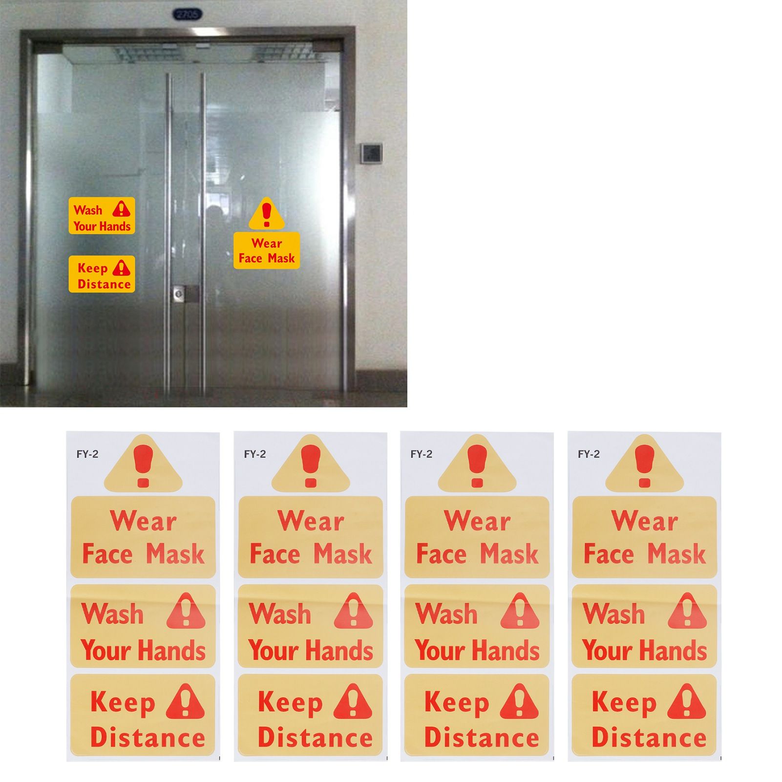 4PCS Warning Signs Wall Sticker Caution Warning Decals DIY Kitchen Shop Window view 9