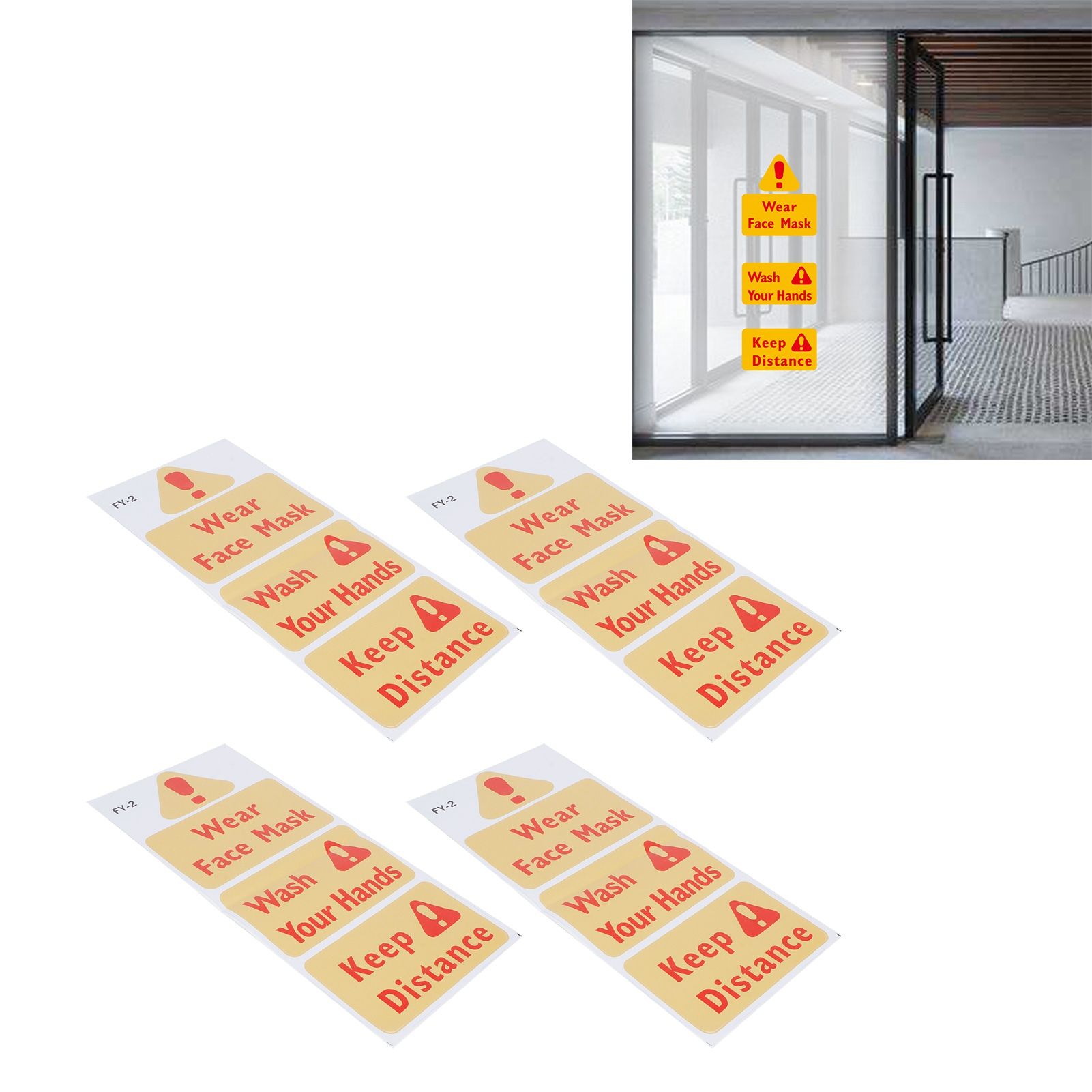 4PCS Warning Signs Wall Sticker Caution Warning Decals DIY Kitchen Shop Window view 10