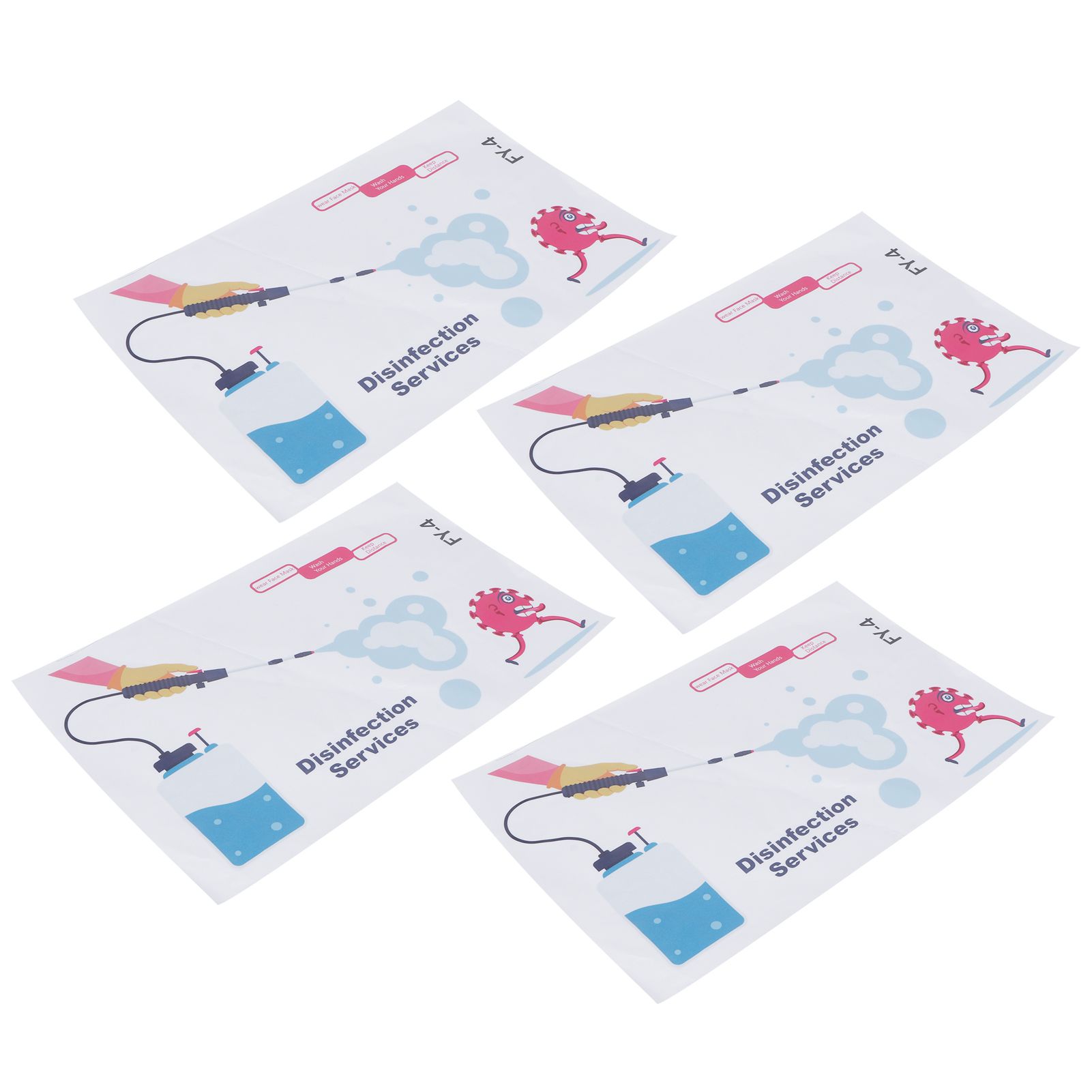 4Pcs English Warning Advertising Window Background Wall Sticker Warning Sign view 2