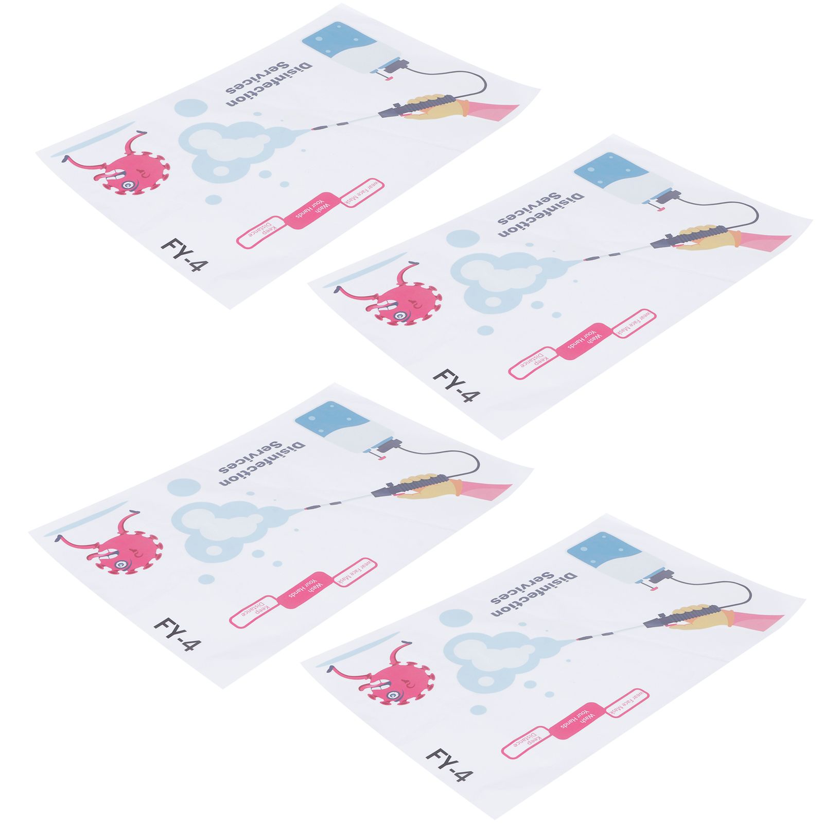 4Pcs English Warning Advertising Window Background Wall Sticker Warning Sign view 3