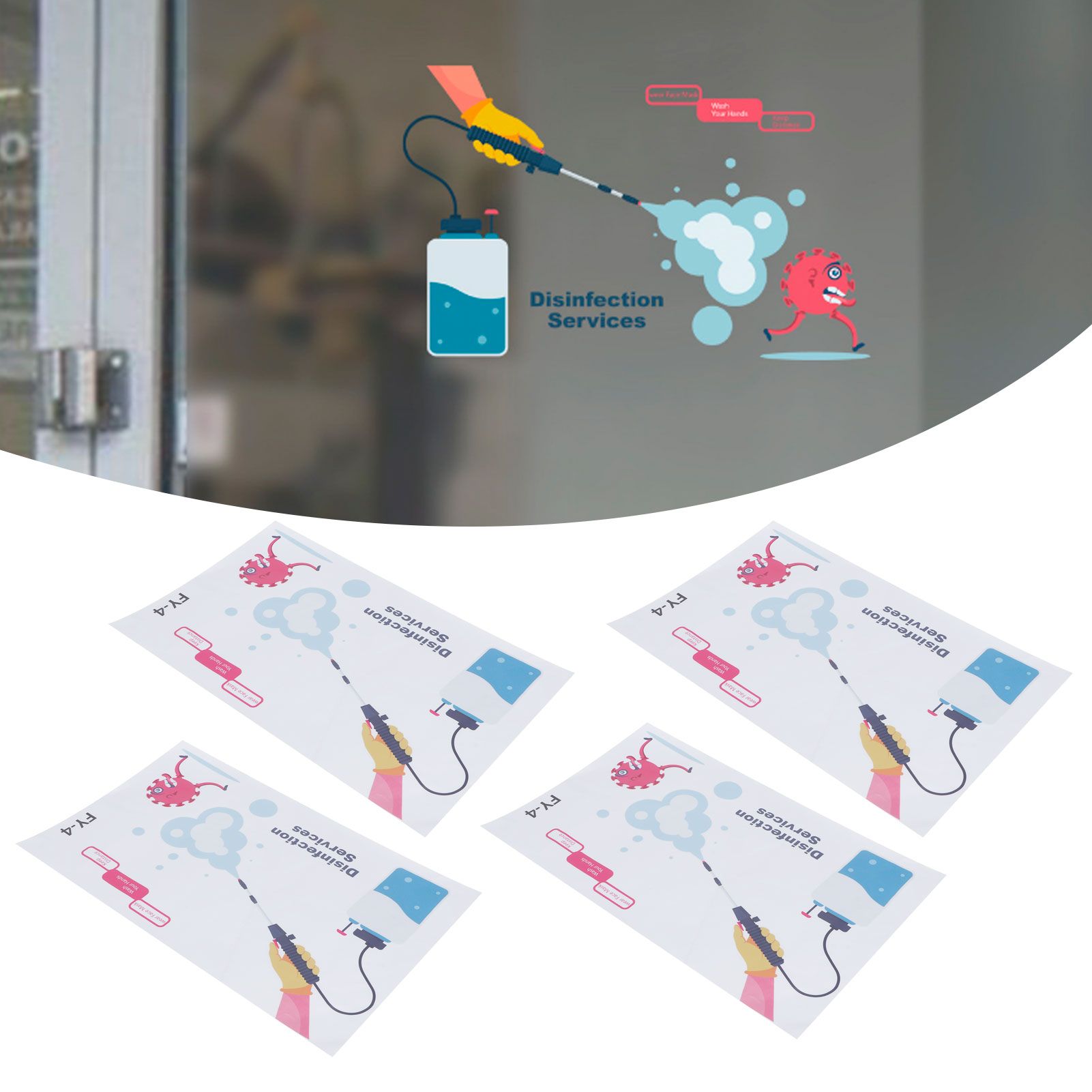 4Pcs English Warning Advertising Window Background Wall Sticker Warning Sign view 9