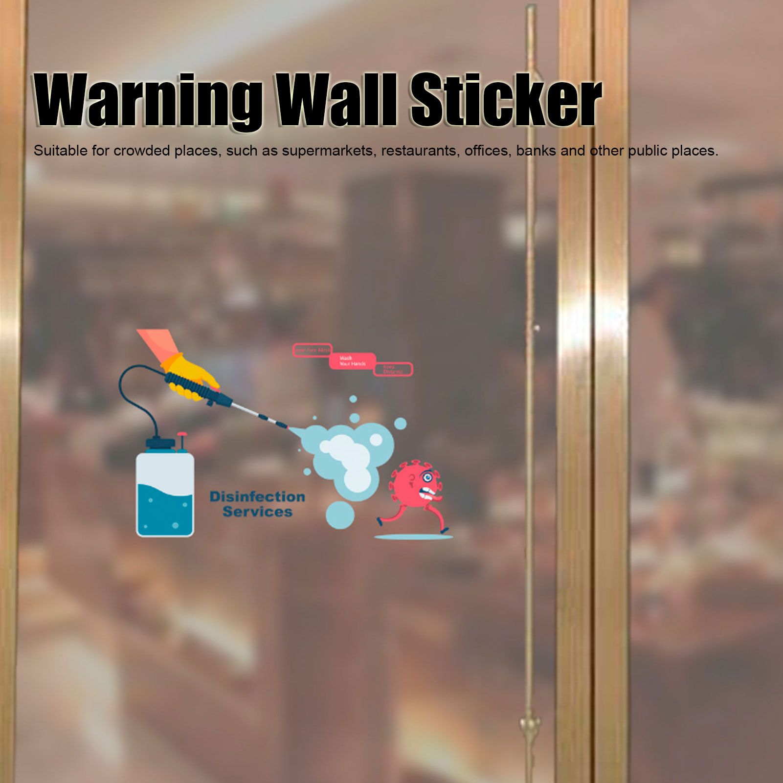 4Pcs English Warning Advertising Window Background Wall Sticker Warning Sign view 15