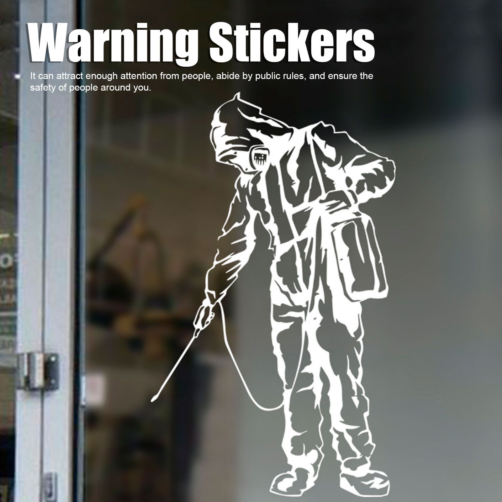 4 Sets Warning Stickers Indoor Outdoor Wall Window Glass Slogans English Signs view 14