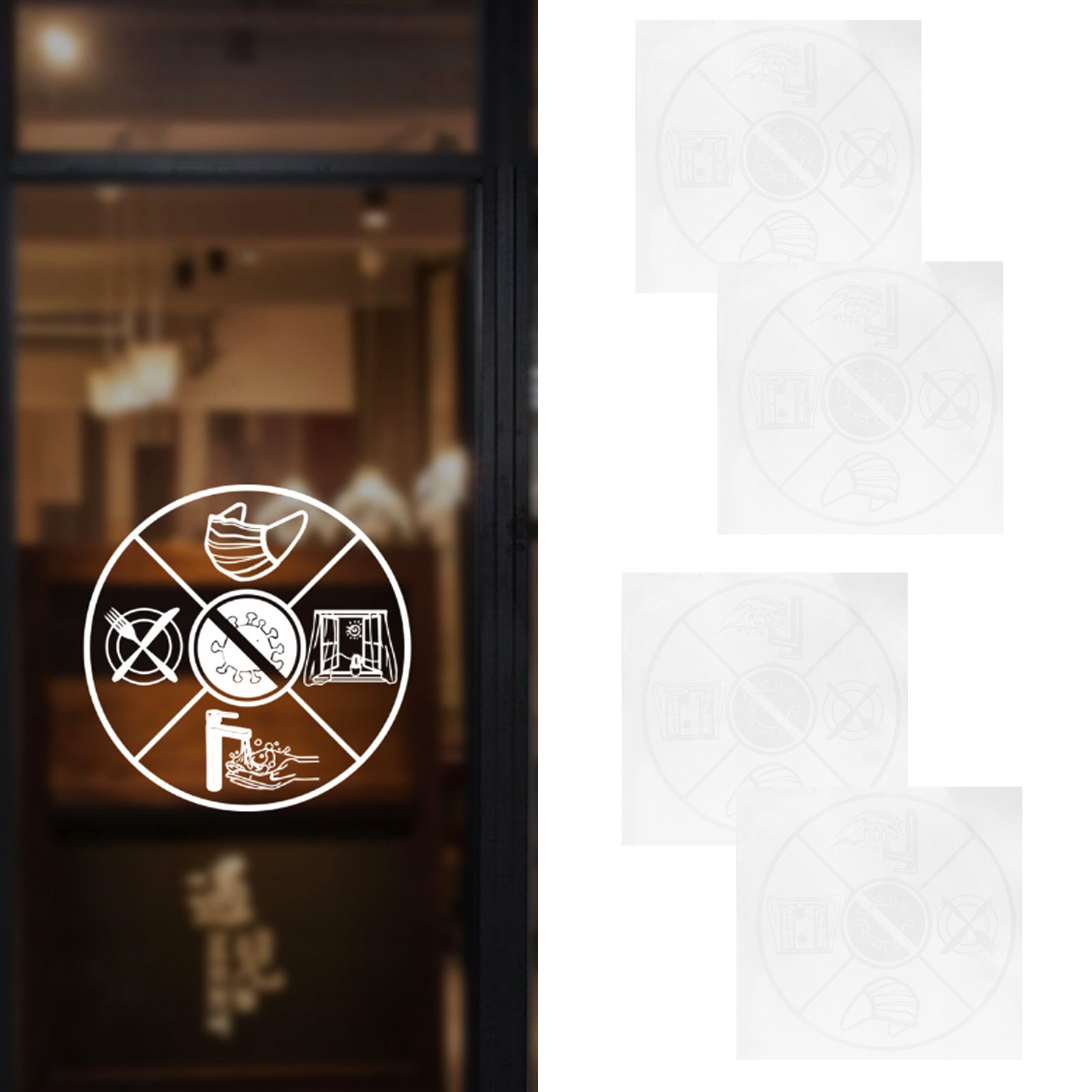 4Set English Warning Signs Safety Wall Caution Stickers Decal for Supermarket view 9
