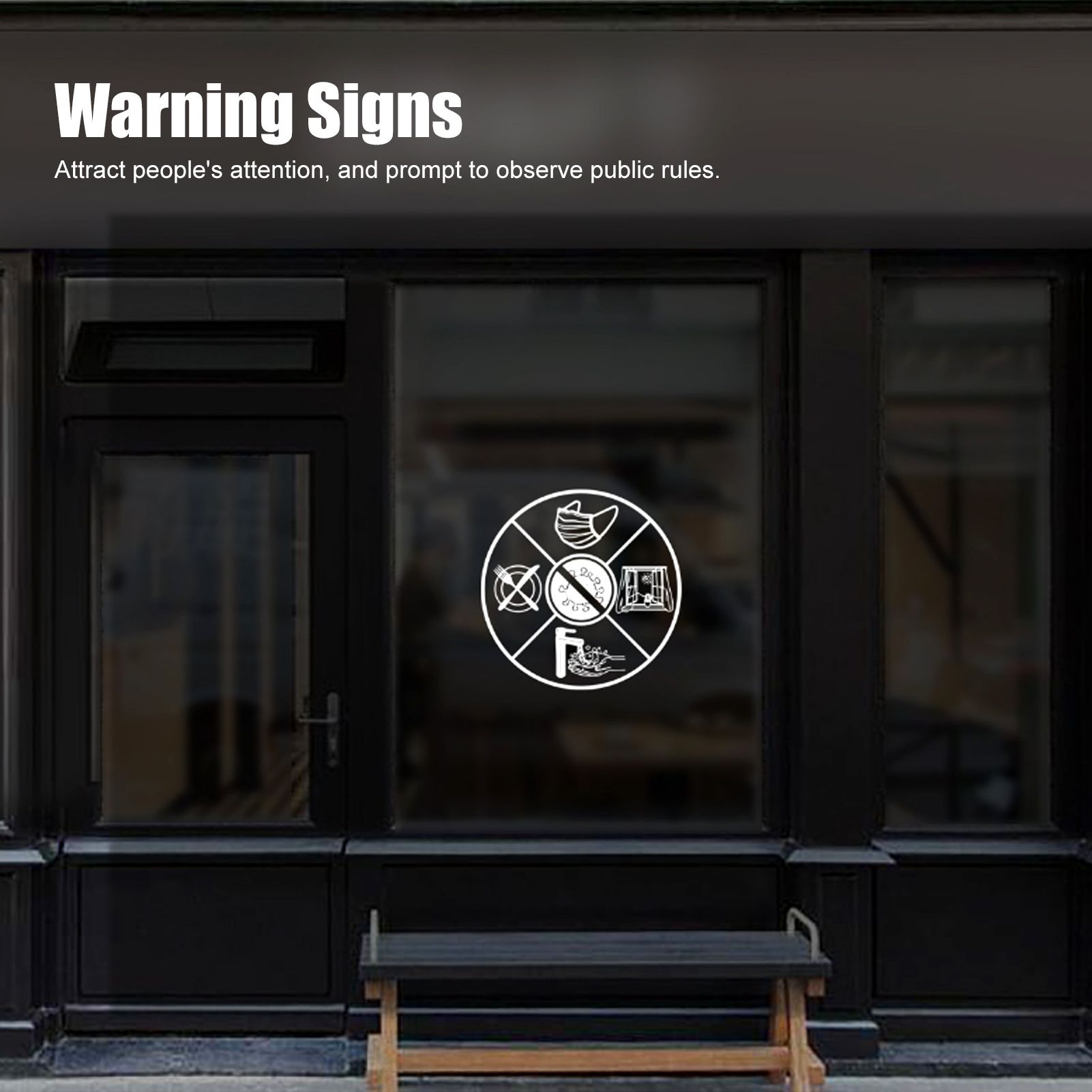 4Set English Warning Signs Safety Wall Caution Stickers Decal for Supermarket view 14