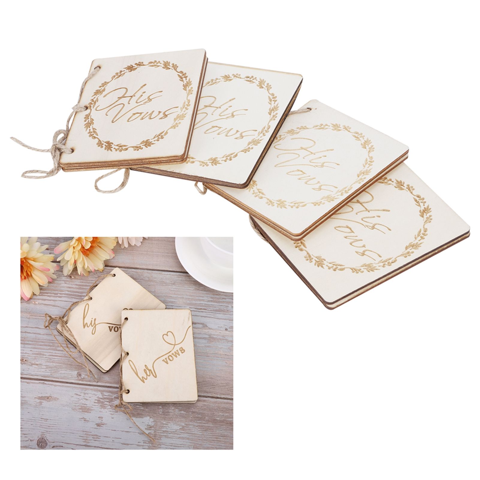 2 Sets Wedding Vow Books Exquisite Gift Card Declaration Booklets Props view 10