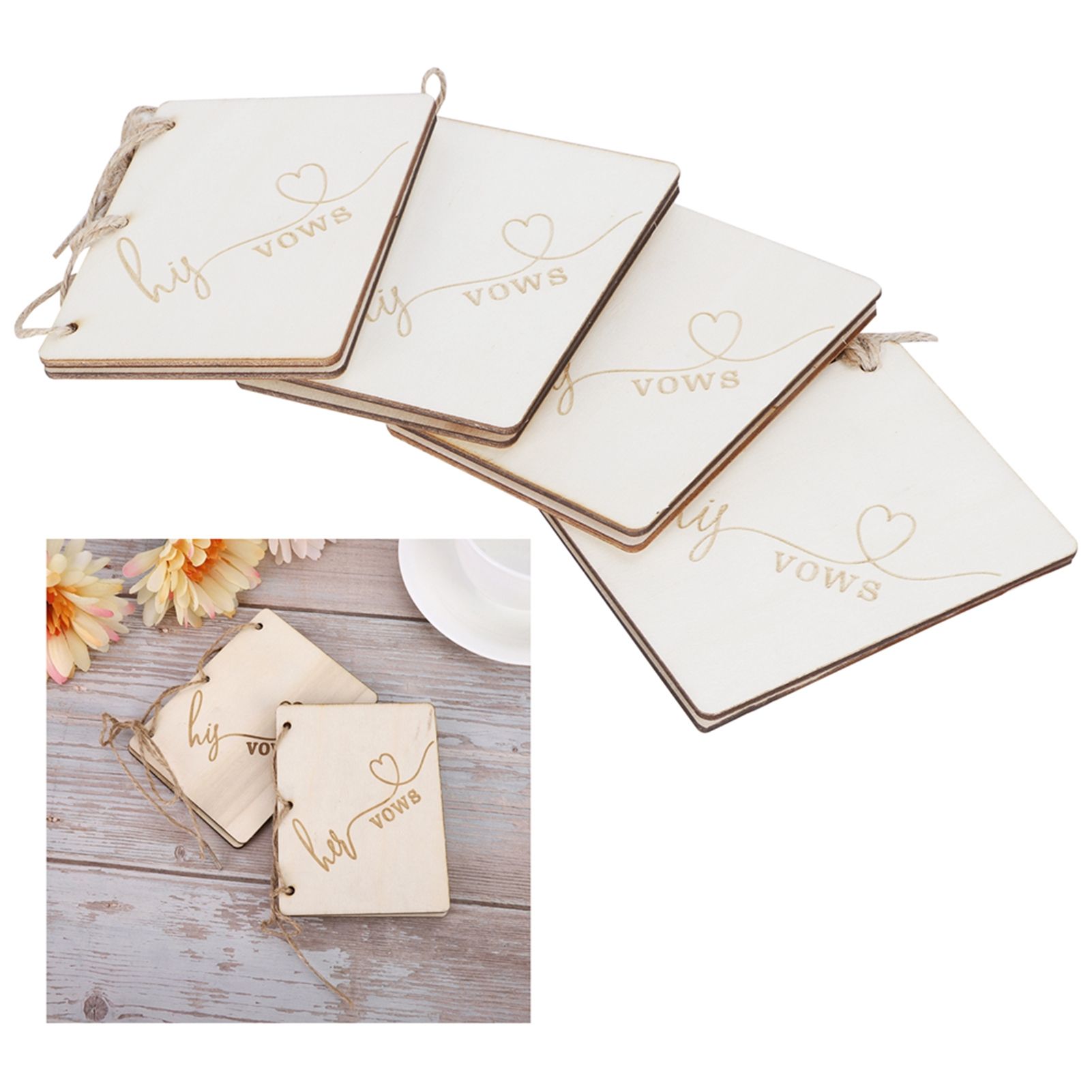 2 Sets Wedding Vow Books Exquisite Gift Card Declaration Booklets Props view 10