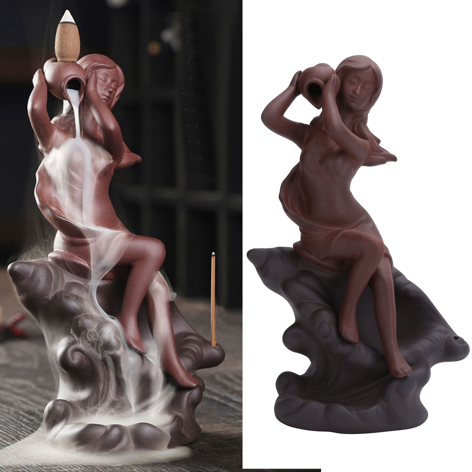 Incense Burner Red Stoneware Backflow Incense Holder Home Office Decoration view 10