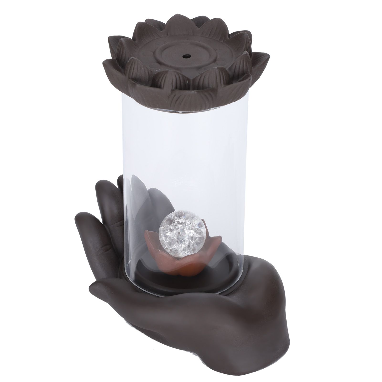 LED Waterfall Backflow Incense Burner with Windproof Cover Handicraft for Home view 5