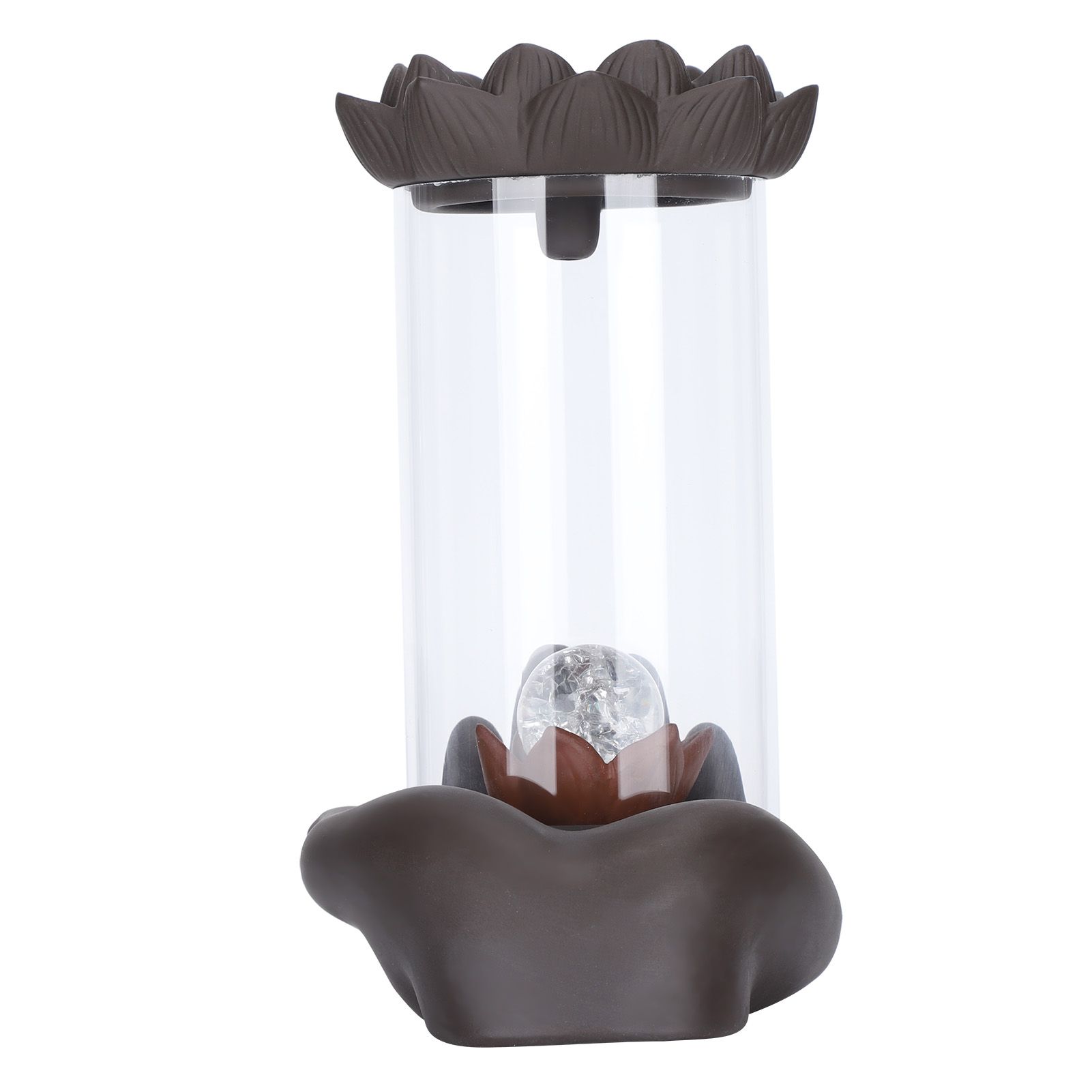 LED Waterfall Backflow Incense Burner with Windproof Cover Handicraft for Home view 6
