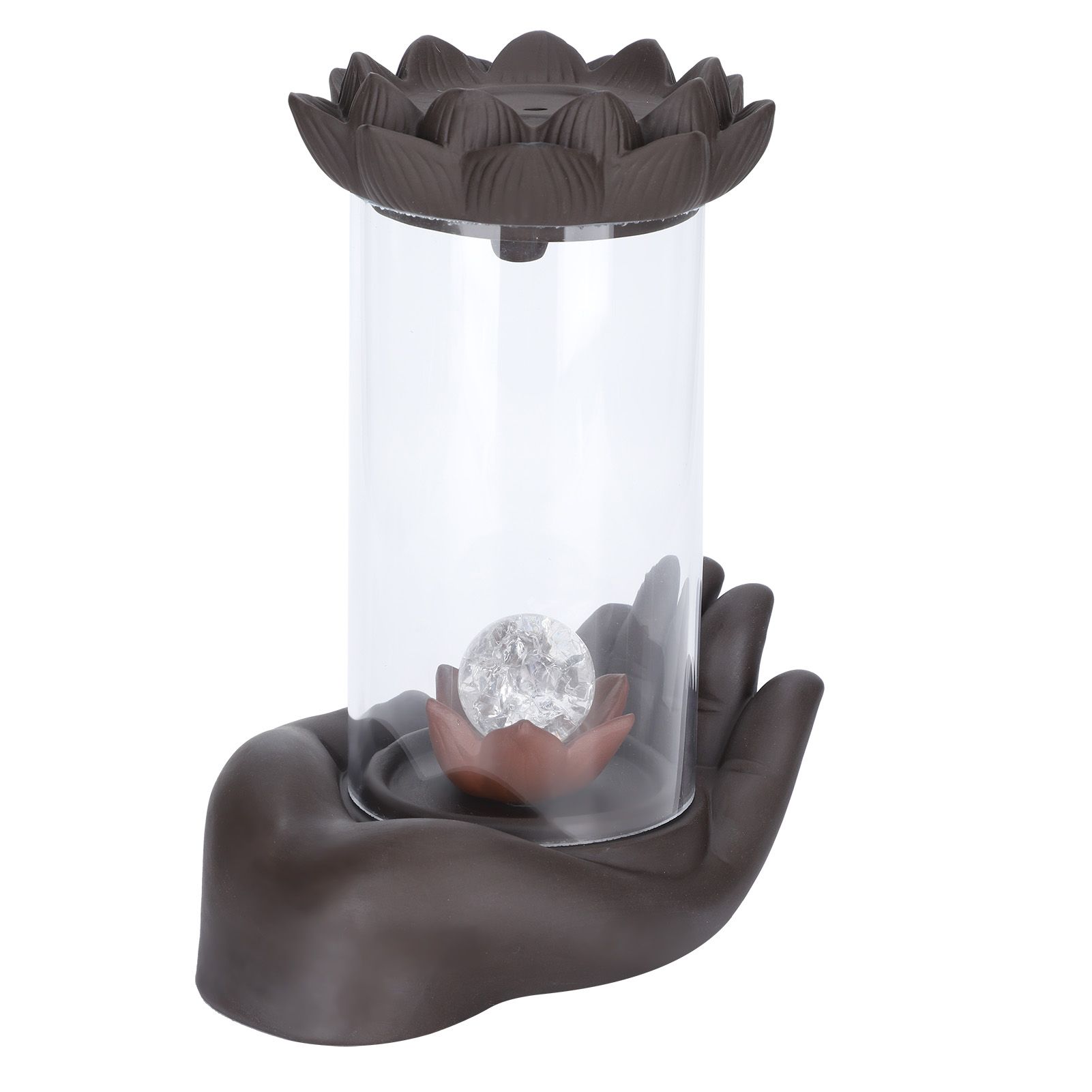 LED Waterfall Backflow Incense Burner with Windproof Cover Handicraft for Home view 7