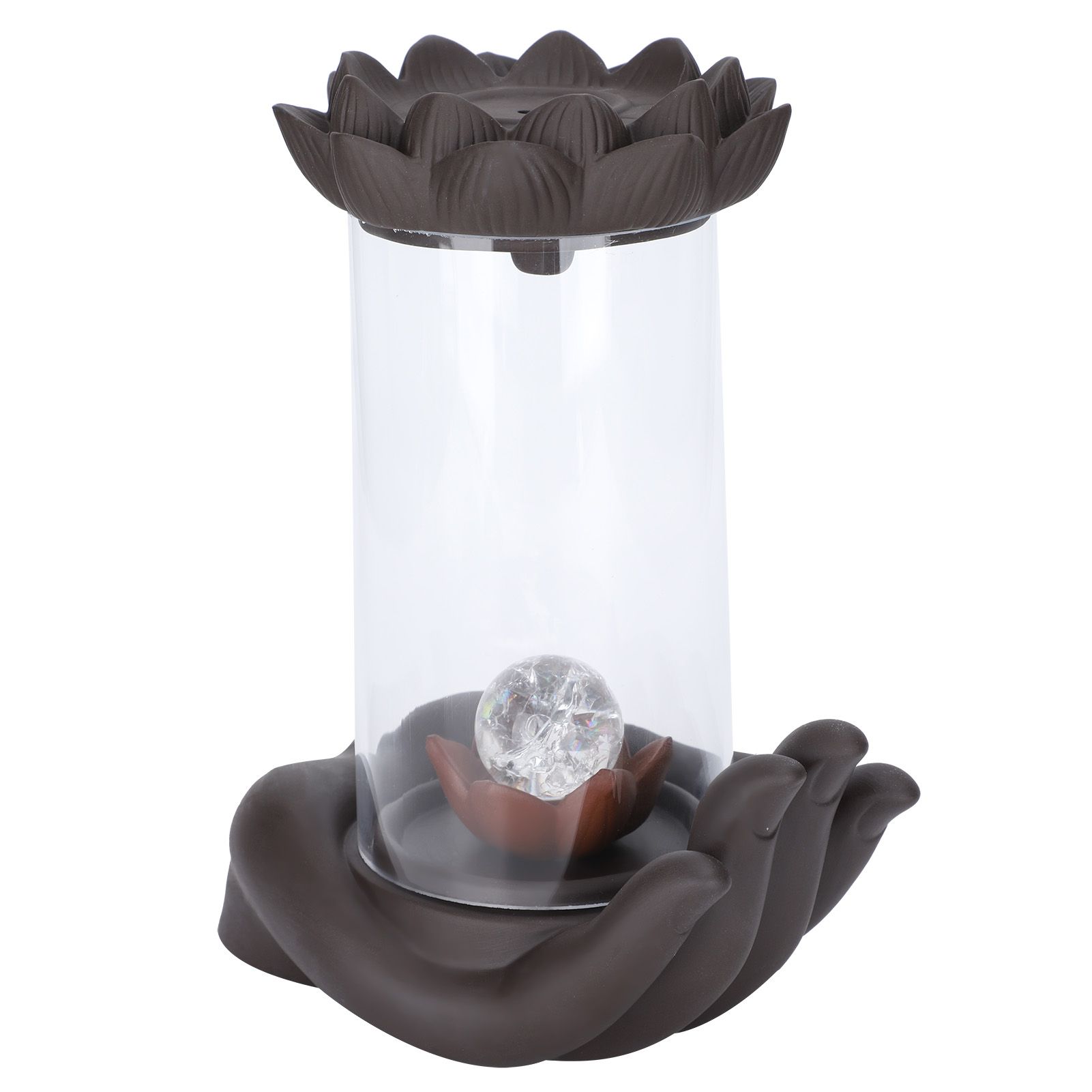 LED Waterfall Backflow Incense Burner with Windproof Cover Handicraft for Home view 8