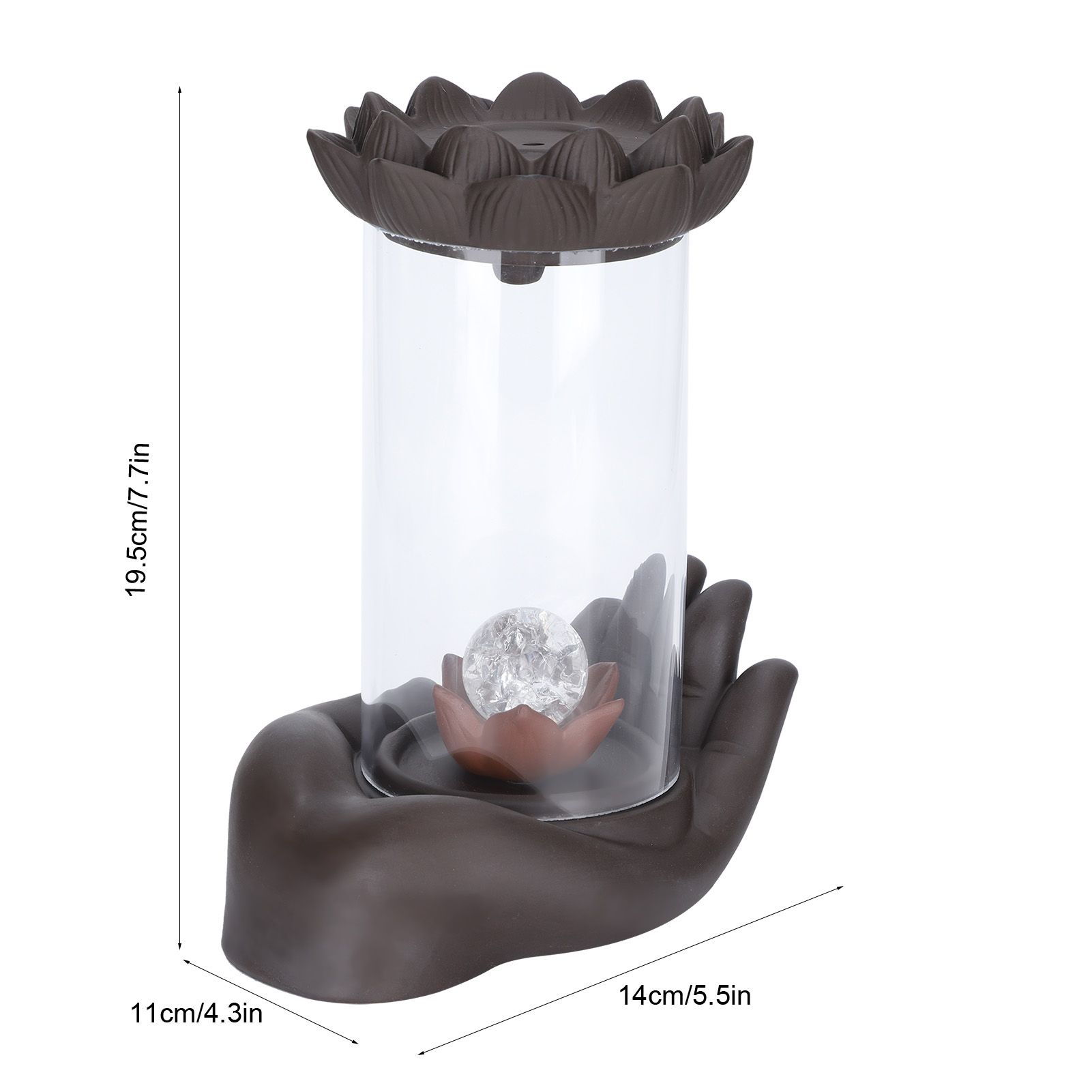 LED Waterfall Backflow Incense Burner with Windproof Cover Handicraft for Home view 12