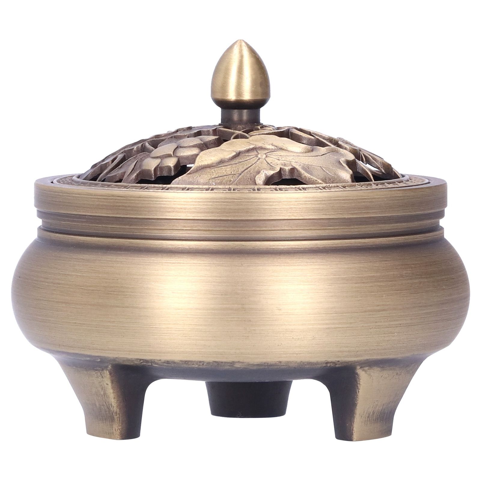 Antique Incense Burner Holder Brass with Lid 3‑Legged Buddha Ornament Home view 4