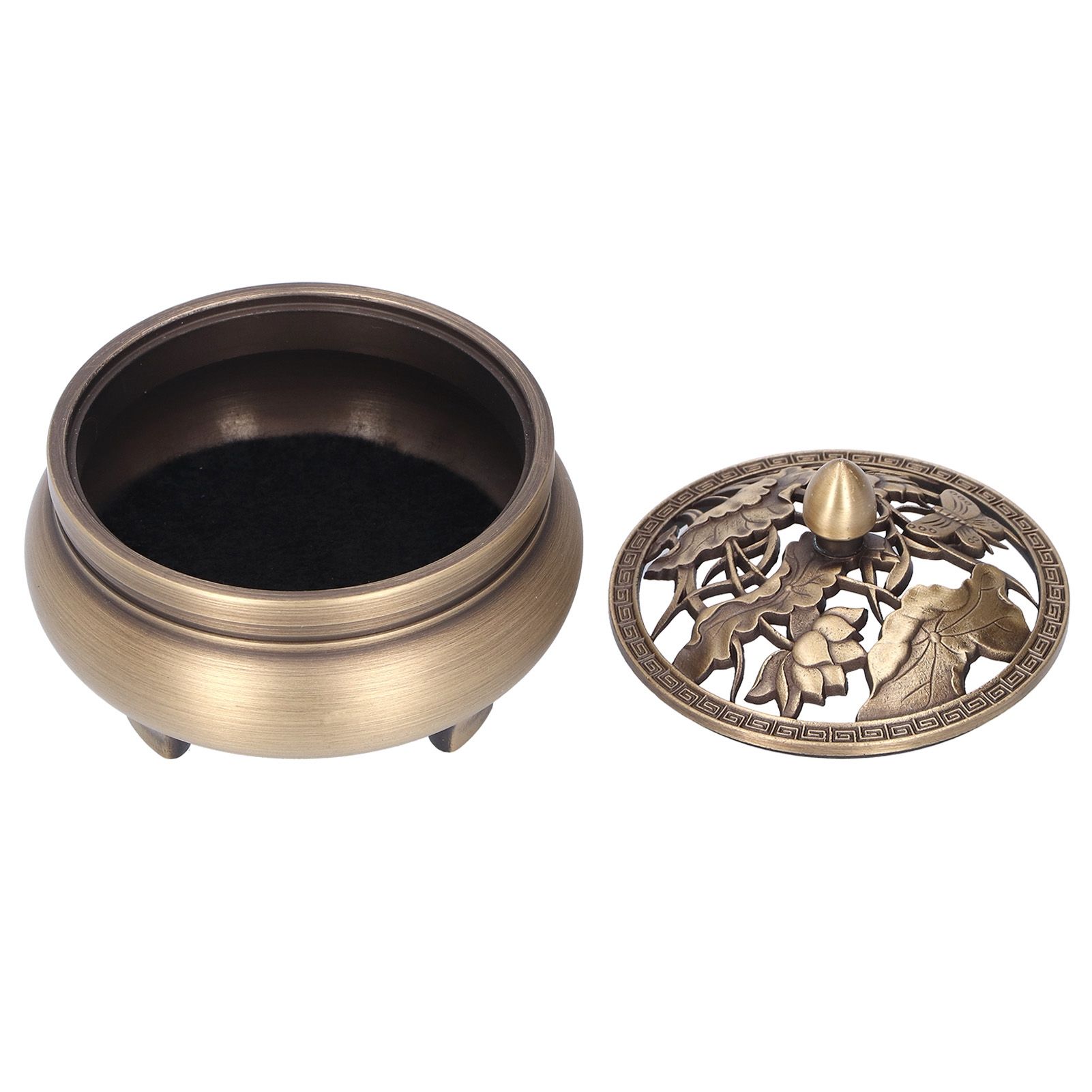 Antique Incense Burner Holder Brass with Lid 3‑Legged Buddha Ornament Home view 5