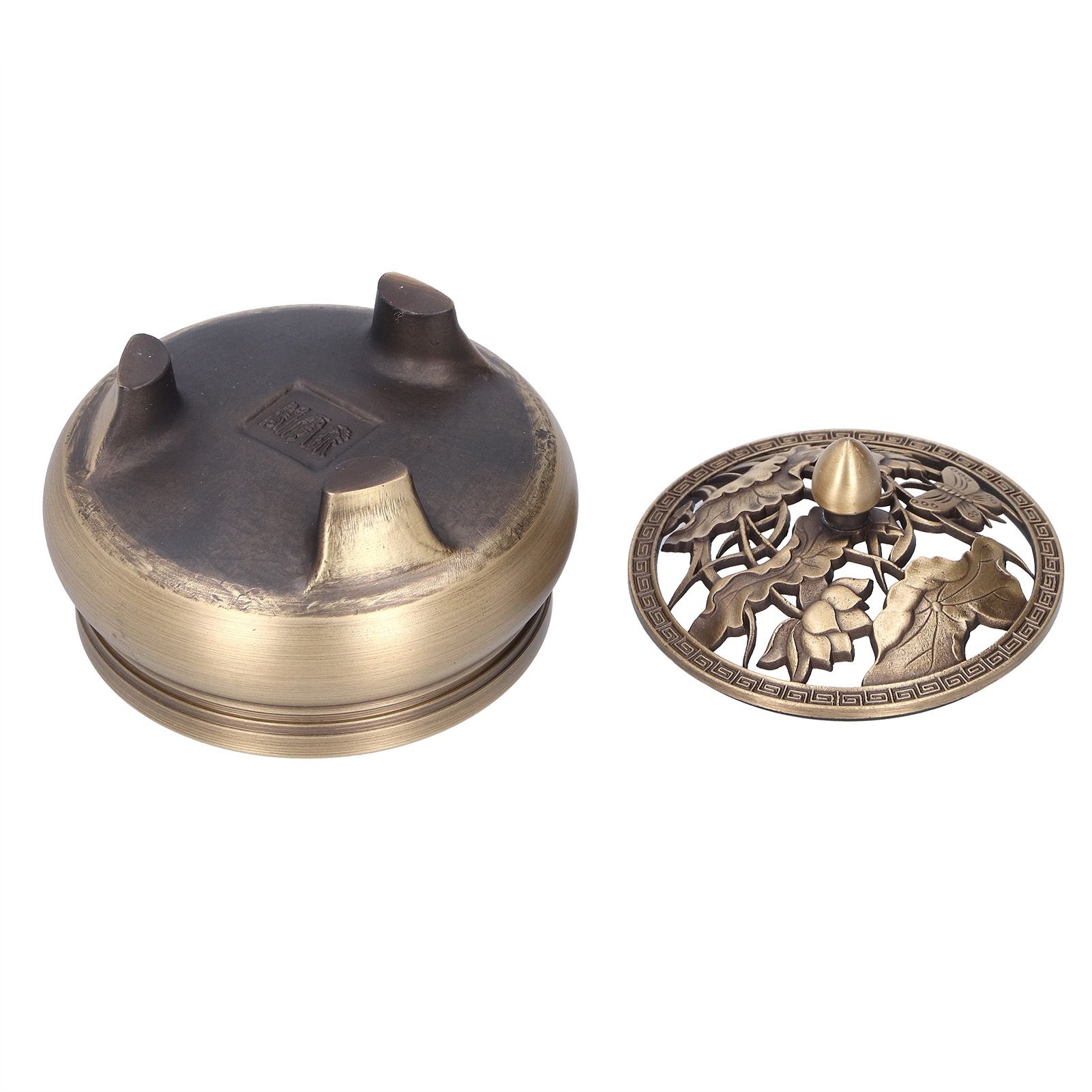 Antique Incense Burner Holder Brass with Lid 3‑Legged Buddha Ornament Home view 12