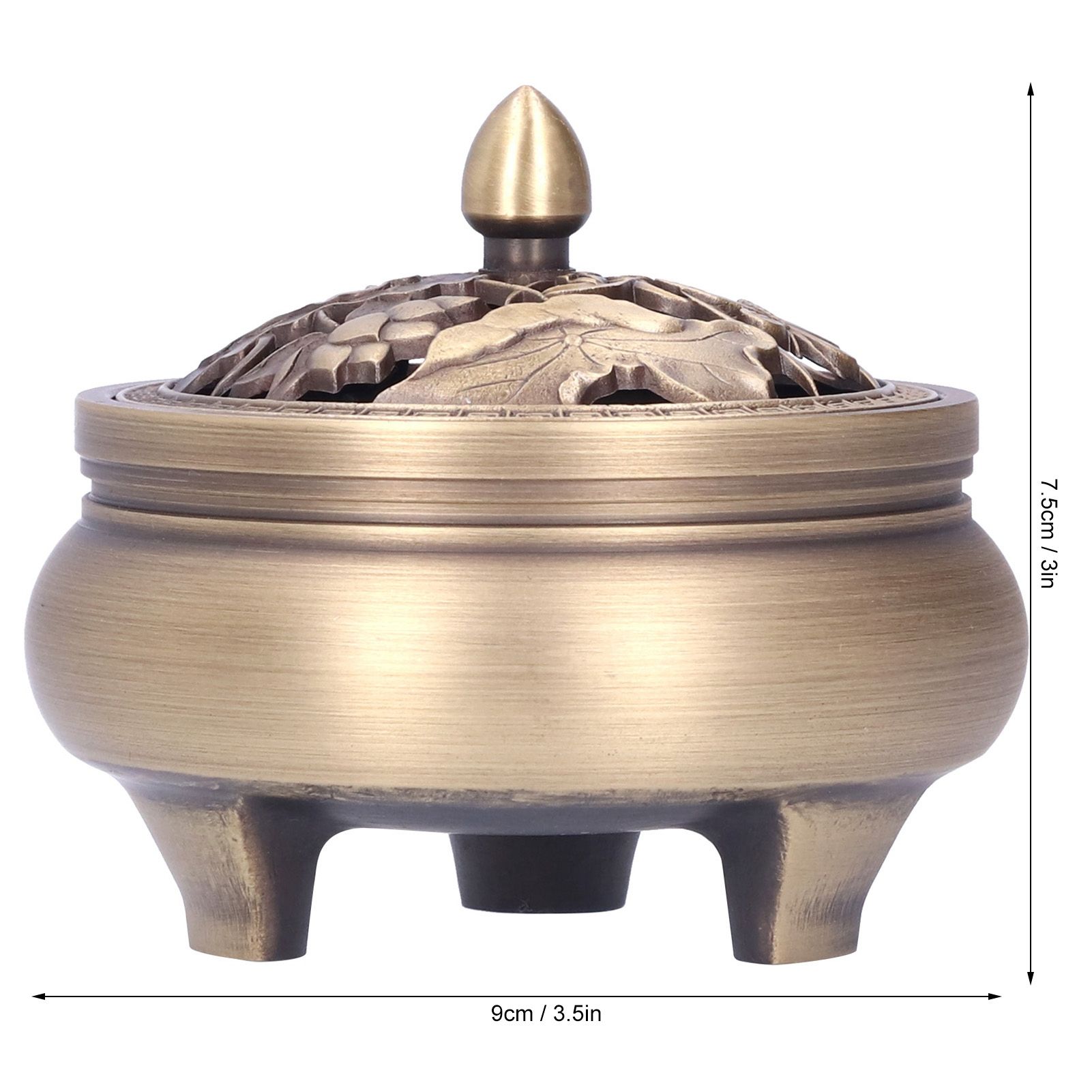 Antique Incense Burner Holder Brass with Lid 3‑Legged Buddha Ornament Home view 13