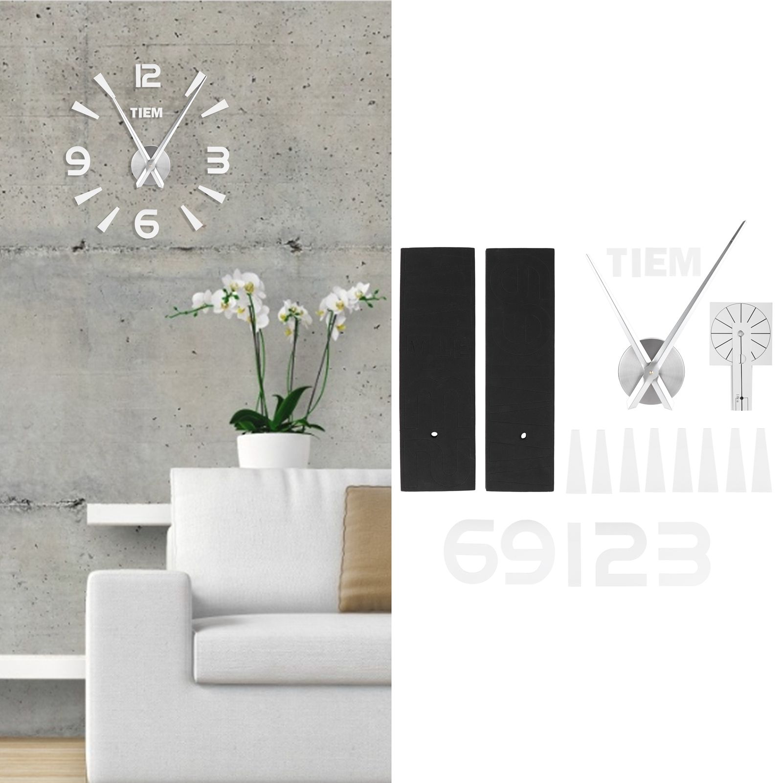 Frameless Wall Clock Sticker Mirror Surface Living Room Bedroom Office DIY view 10