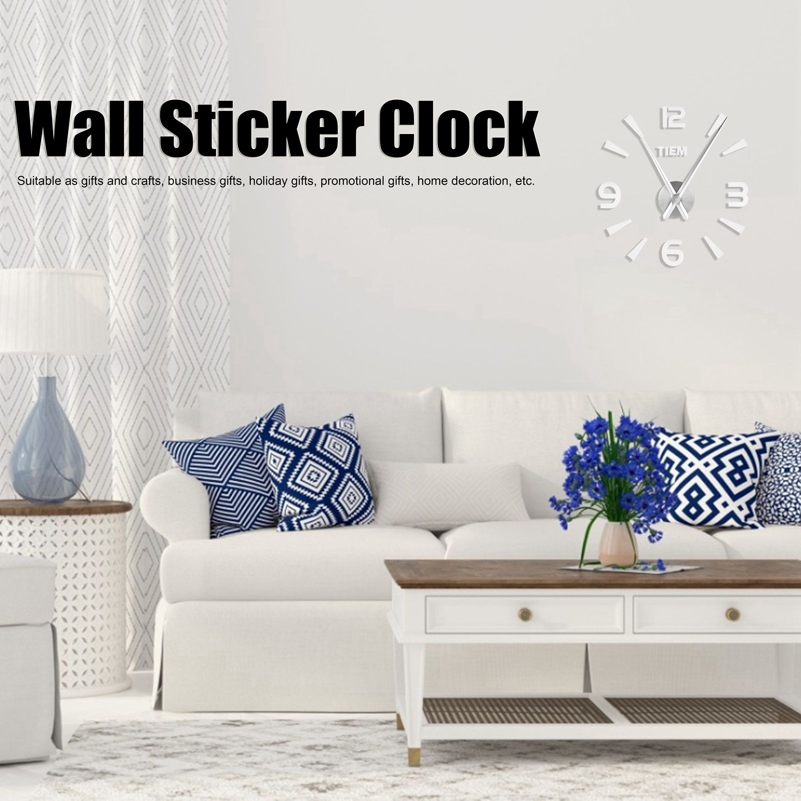Frameless Wall Clock Sticker Mirror Surface Living Room Bedroom Office DIY view 13