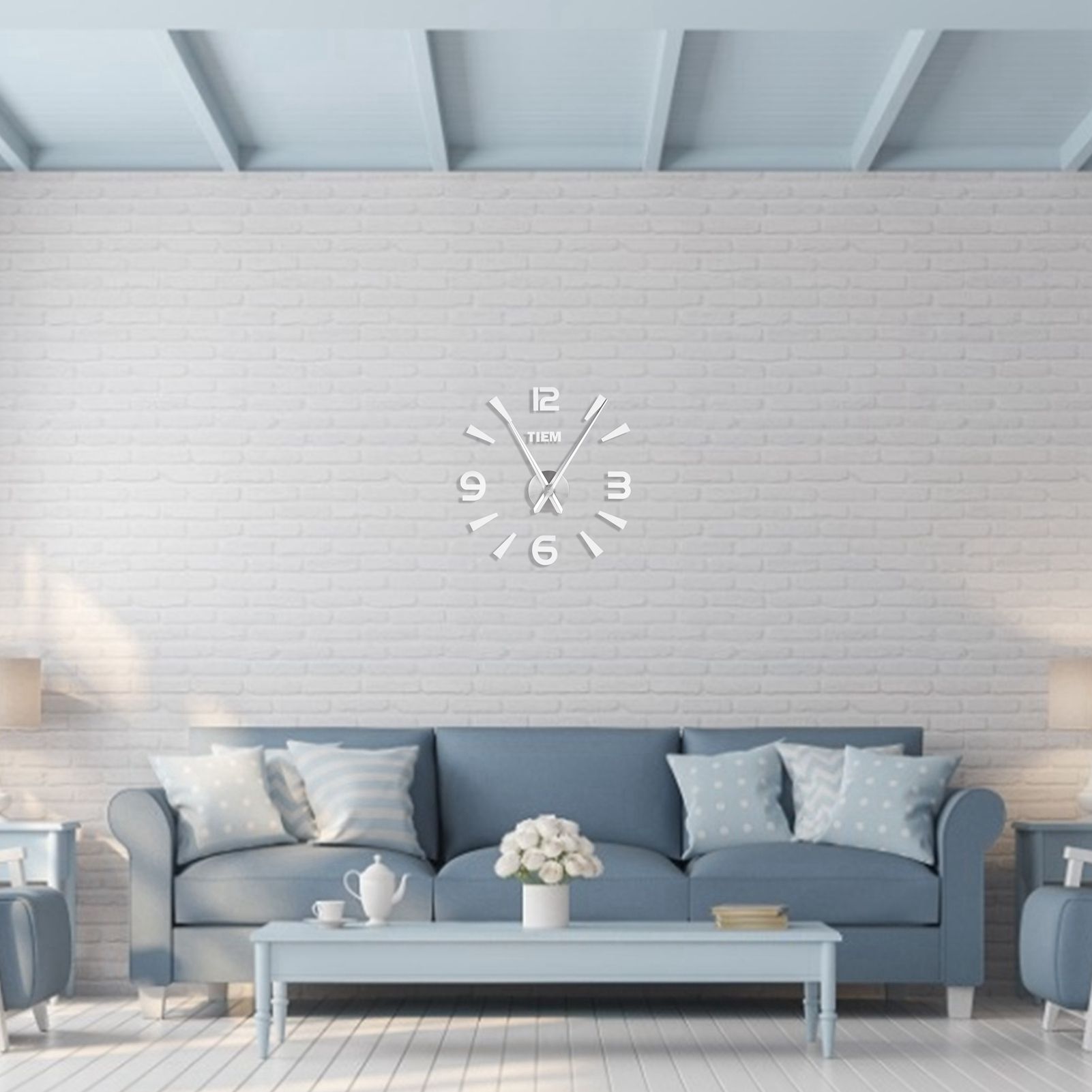 Frameless Wall Clock Sticker Mirror Surface Living Room Bedroom Office DIY view 14