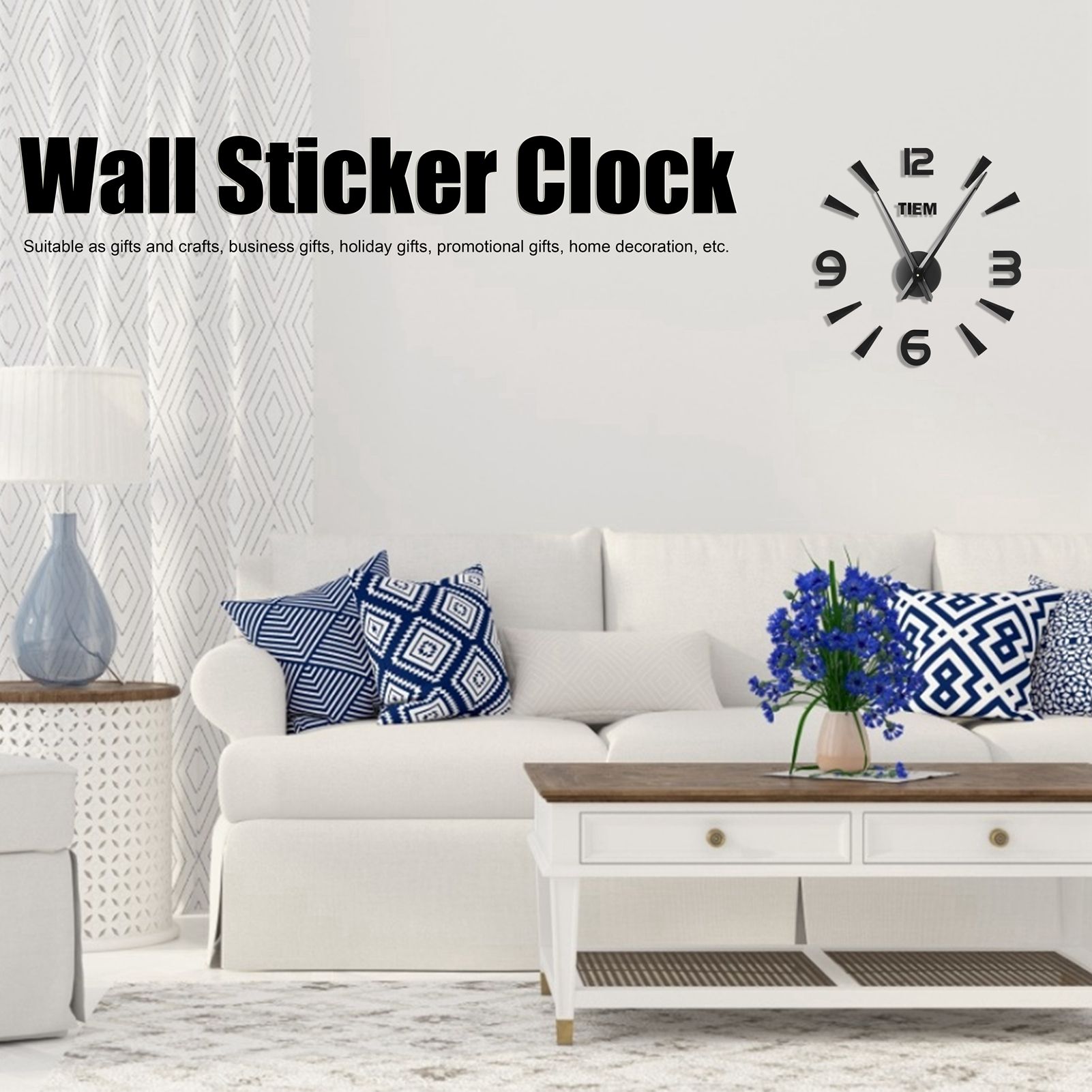Frameless Wall Clock Sticker Mirror Surface Living Room Bedroom Office DIY view 13