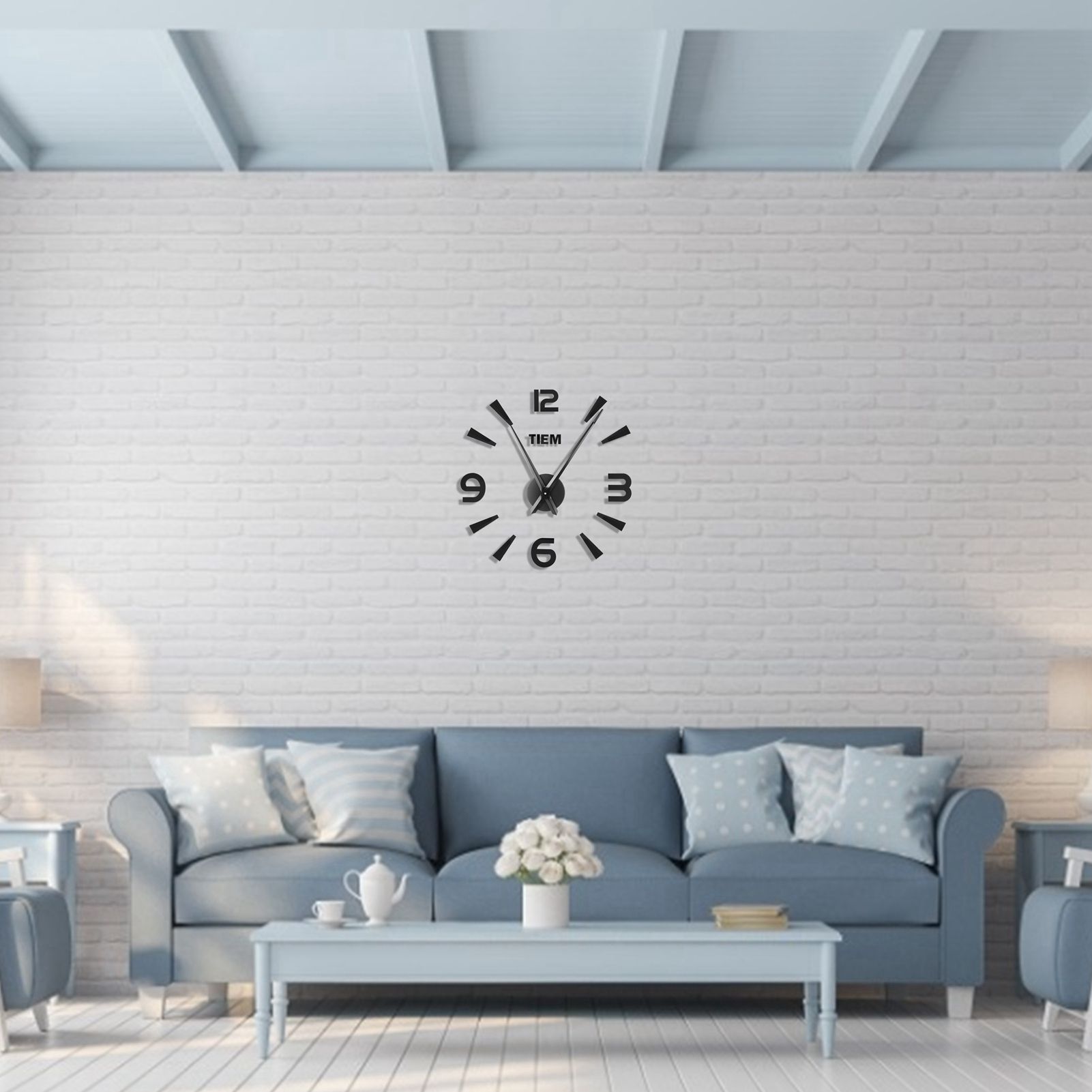 Frameless Wall Clock Sticker Mirror Surface Living Room Bedroom Office DIY view 14