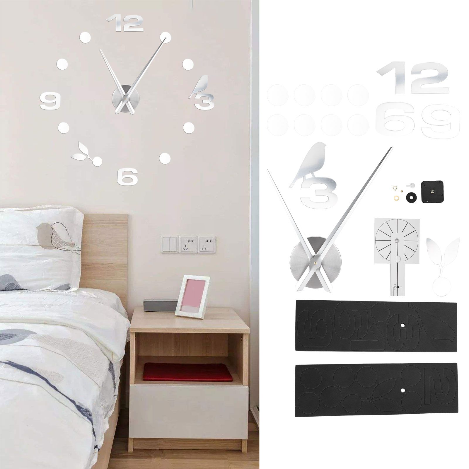 Frameless Wall Clock Sticker Mirror Surface DIY Decoration Living Room Bedroom view 10