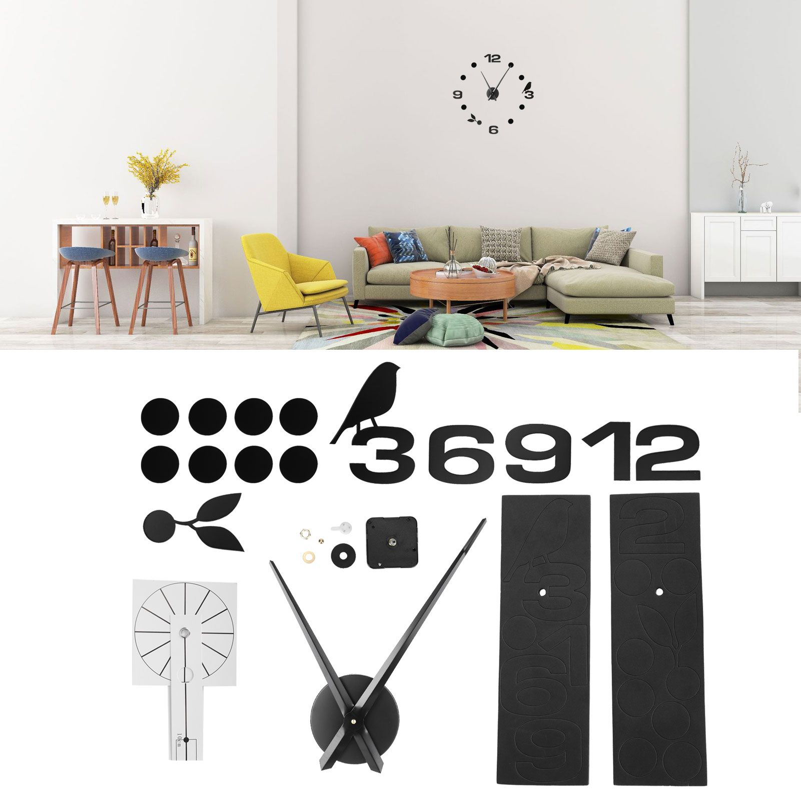 Frameless Wall Clock Sticker Mirror Surface DIY Decoration Living Room Bedroom view 10