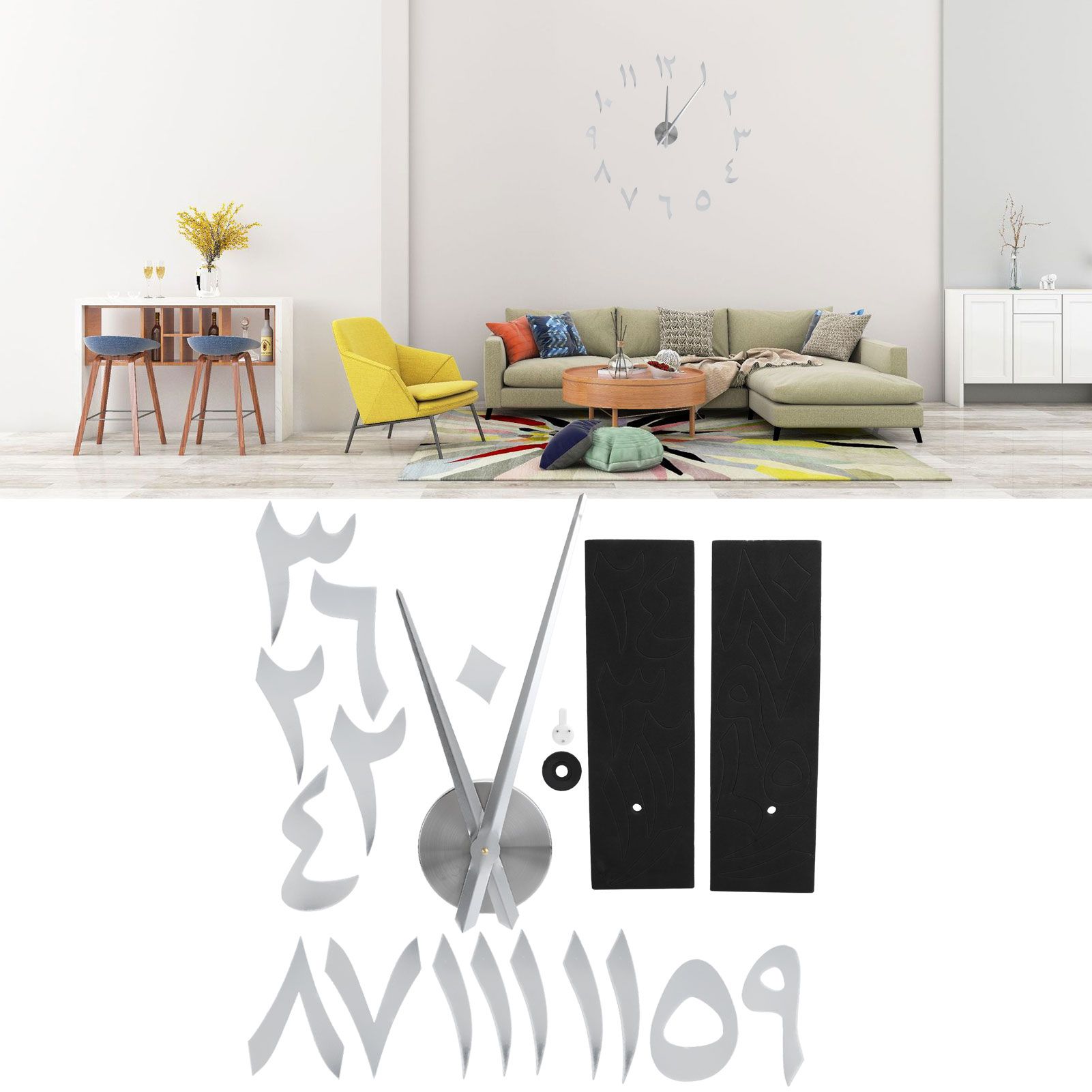 Wall Clock Innovative Modern Acrylic DIY Clock Set for Home Living Room view 9