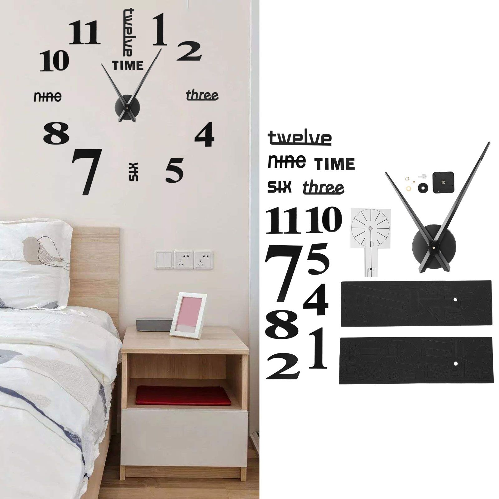 Frameless DIY Wall Clock Modern Mirror Wall Sticker for Home Living Room view 10