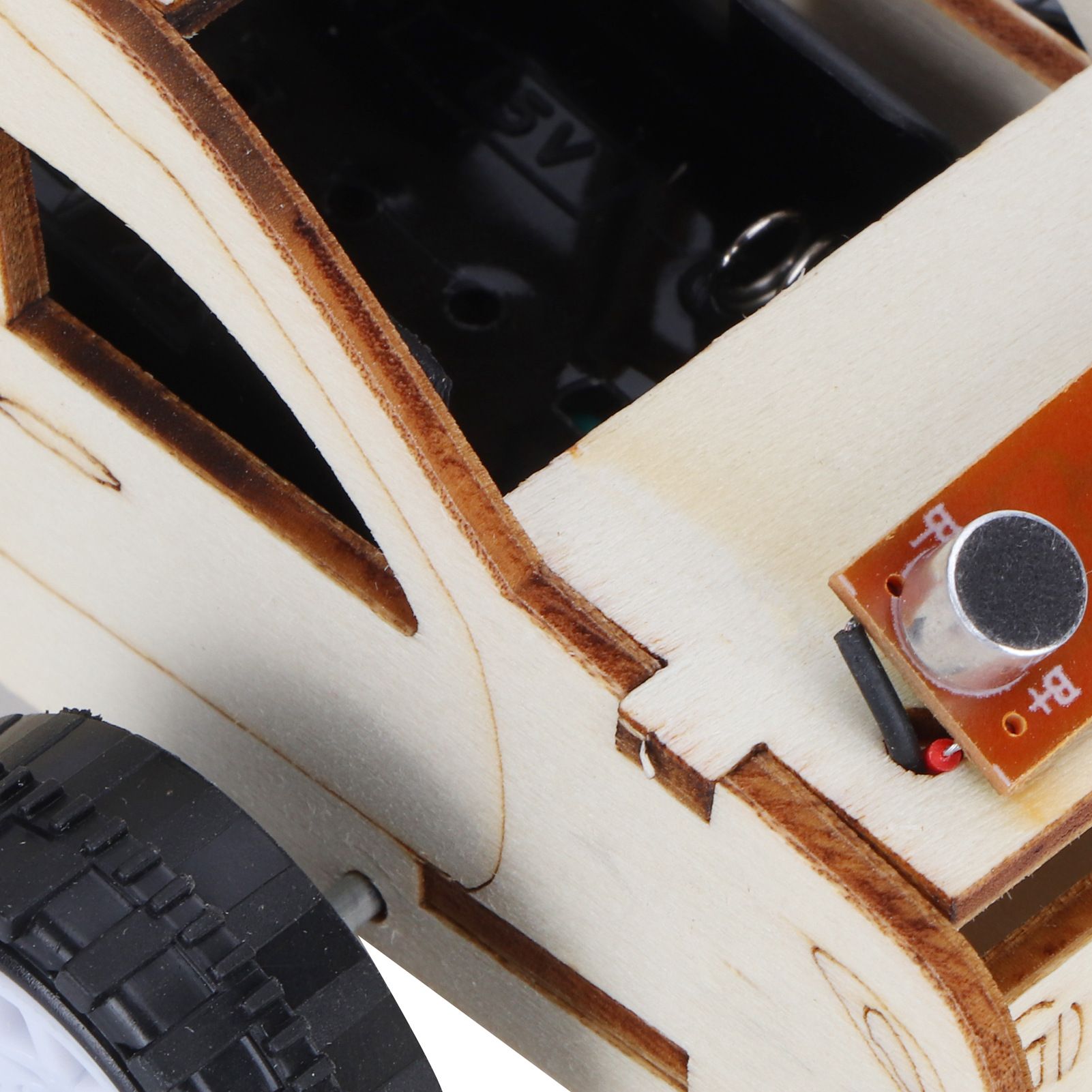 2 Set Wood Voice Controlled Vehicle DIY Toy Car Kit Scientific Experimental view 11