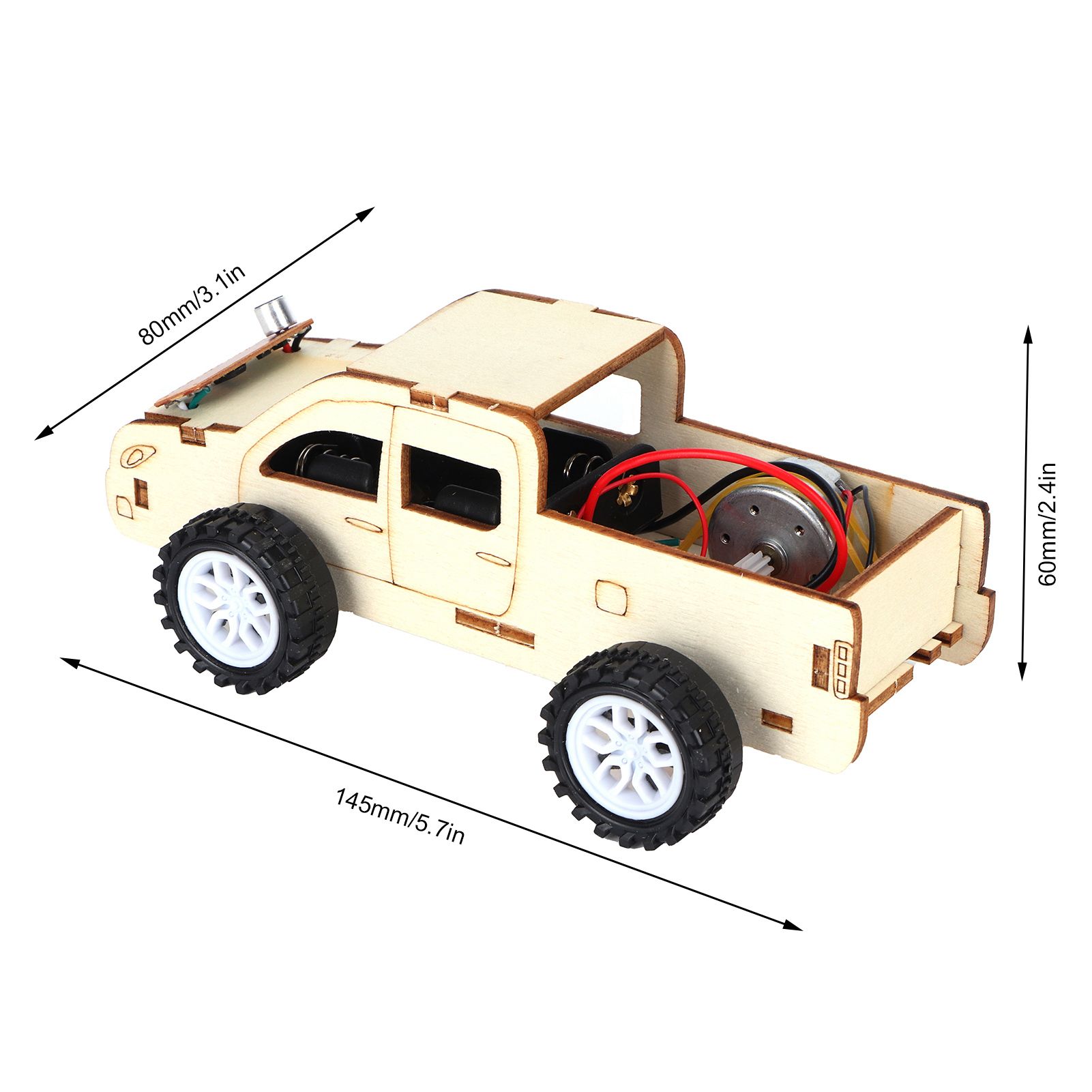 2 Set Wood Voice Controlled Vehicle DIY Toy Car Kit Scientific Experimental view 14