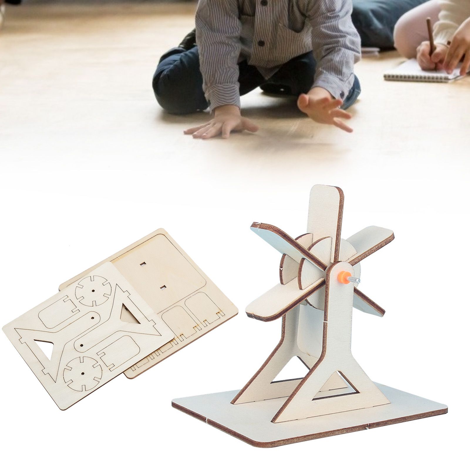4 Sets Wooden Water Wheel Toys DIY Children Technology DIY Assembly Puzzle Model view 9