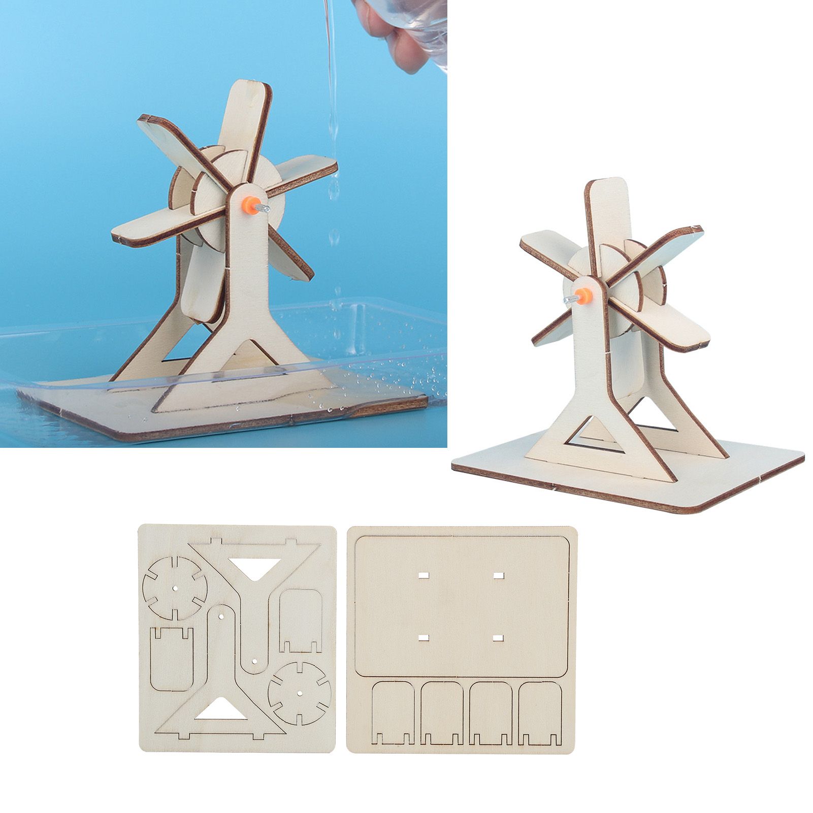 4 Sets Wooden Water Wheel Toys DIY Children Technology DIY Assembly Puzzle Model view 10