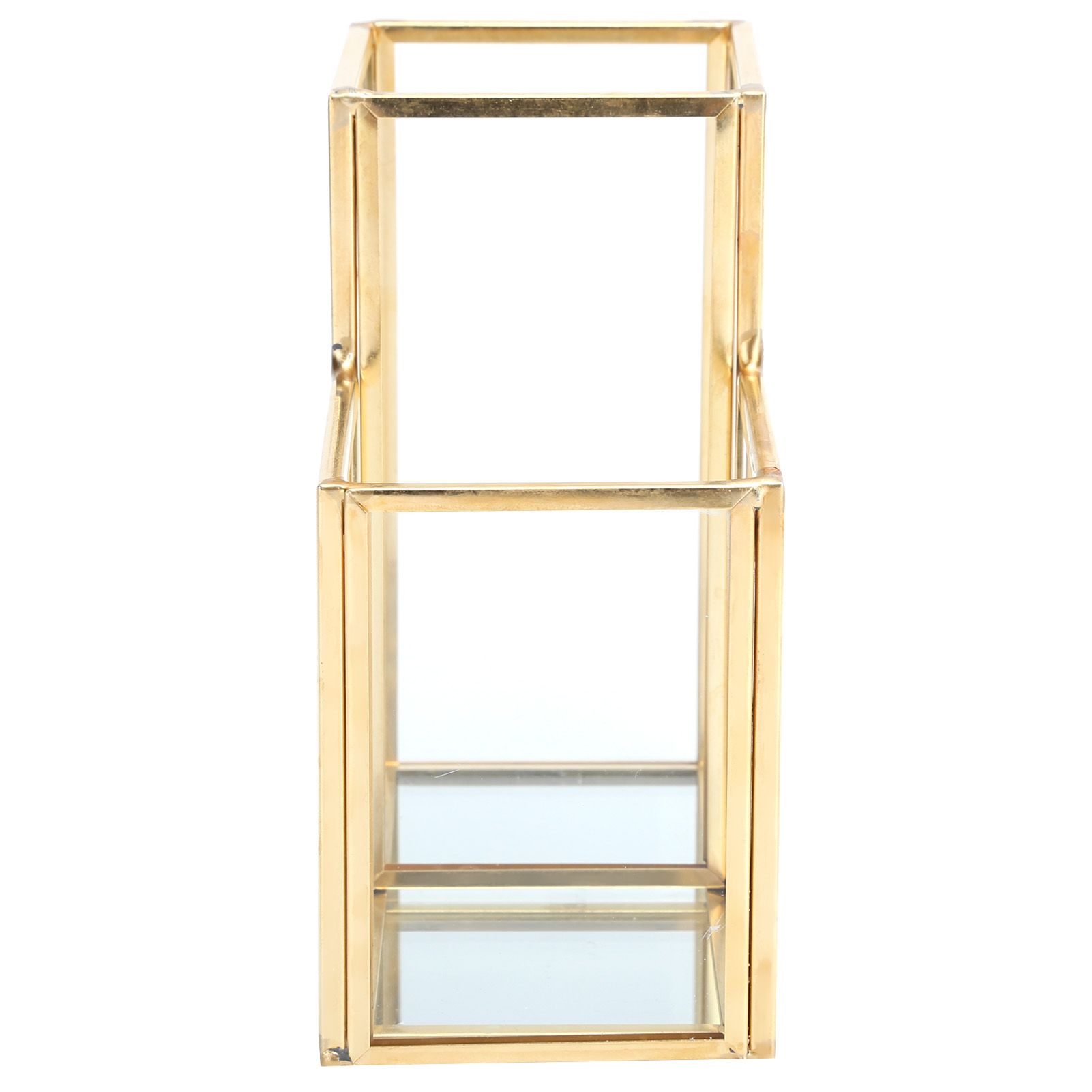 Glass Storage Container Garden Polygonal Column Golden Brass Bar Welding view 2