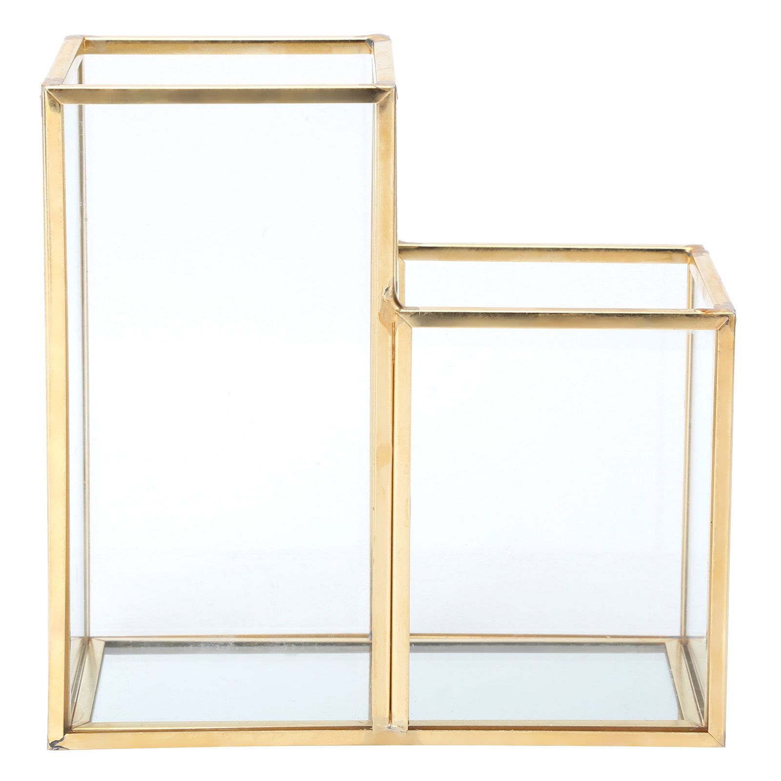 Glass Storage Container Garden Polygonal Column Golden Brass Bar Welding view 5