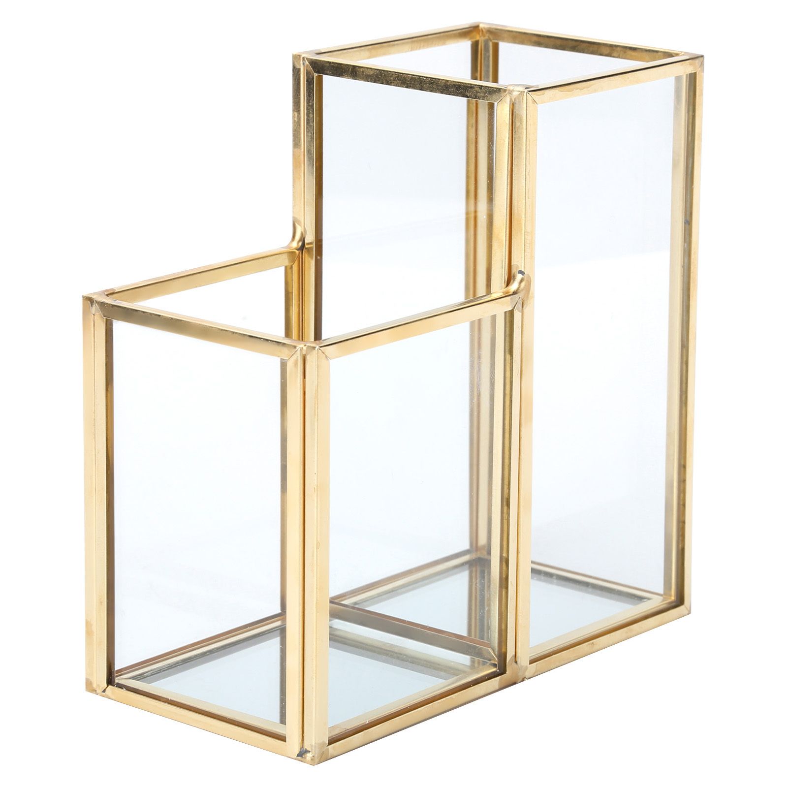 Glass Storage Container Garden Polygonal Column Golden Brass Bar Welding view 6