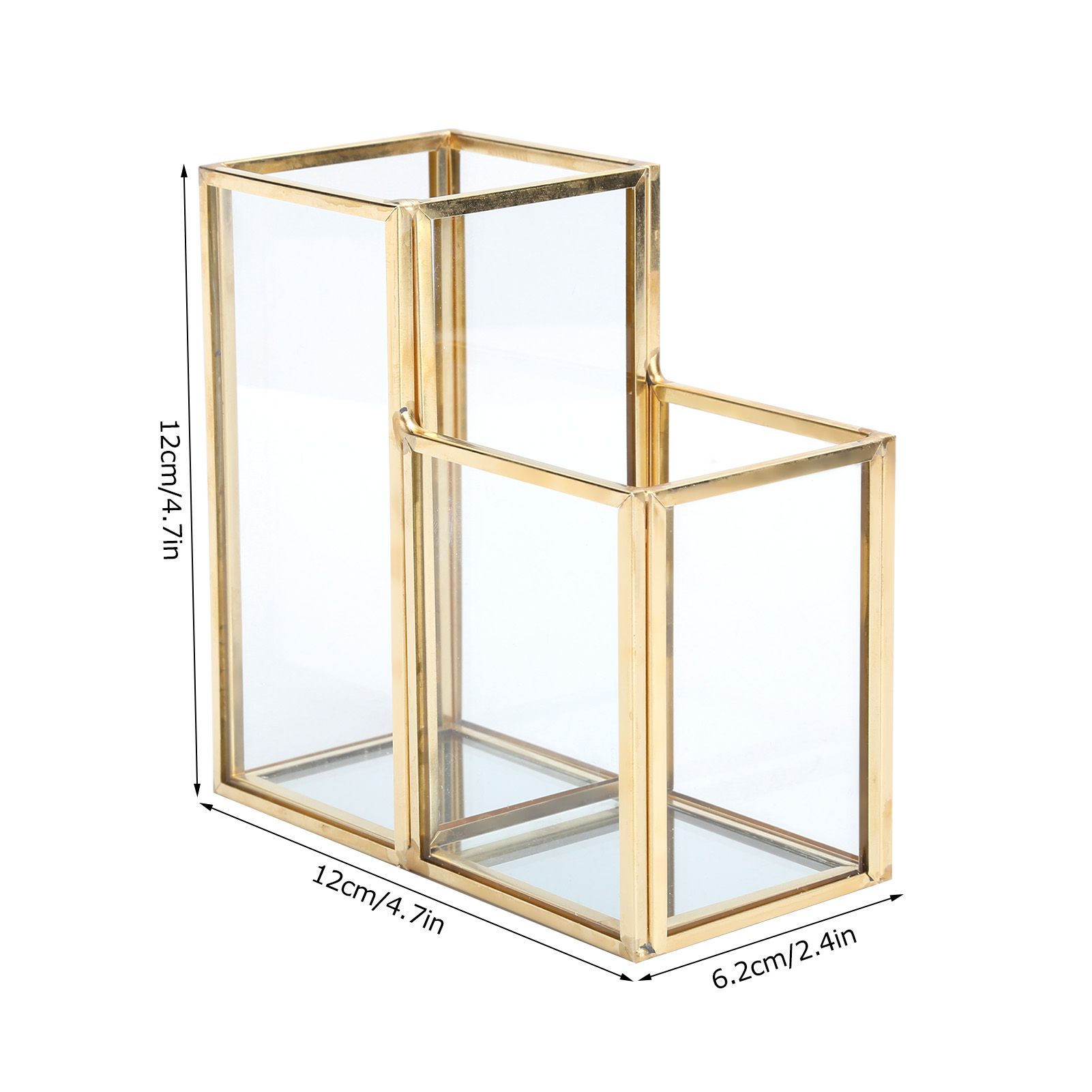 Glass Storage Container Garden Polygonal Column Golden Brass Bar Welding view 11