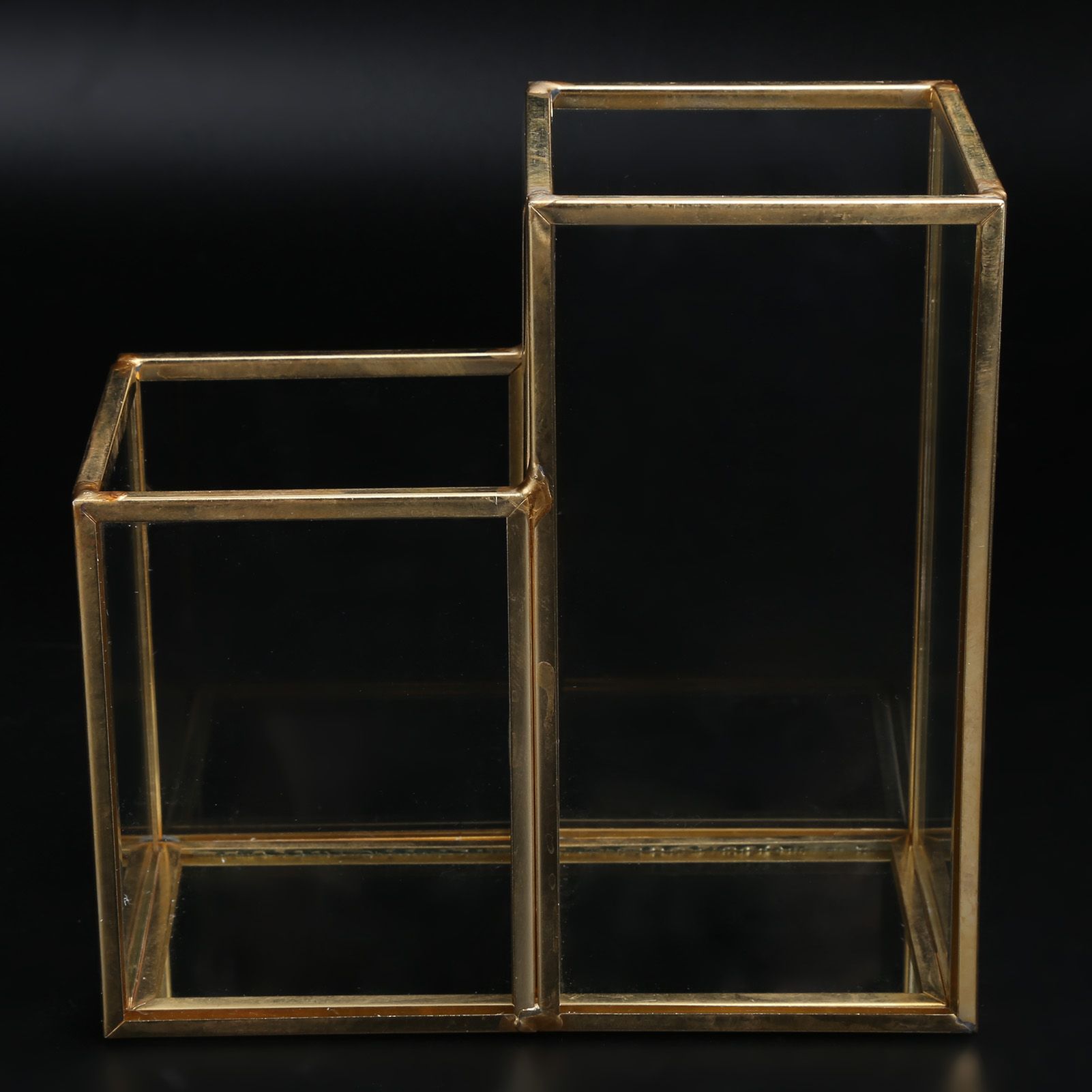 Glass Storage Container Garden Polygonal Column Golden Brass Bar Welding view 14