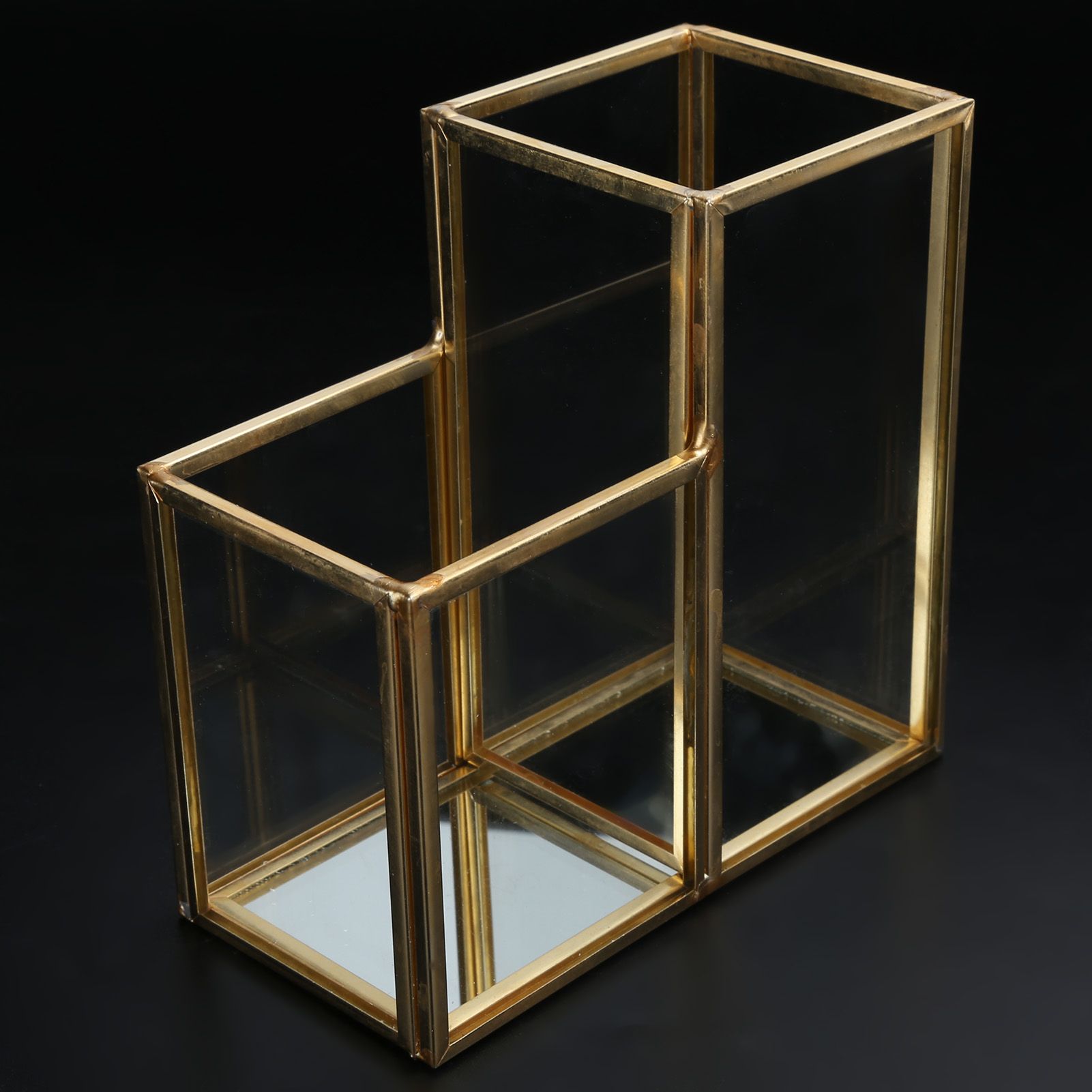 Glass Storage Container Garden Polygonal Column Golden Brass Bar Welding view 15