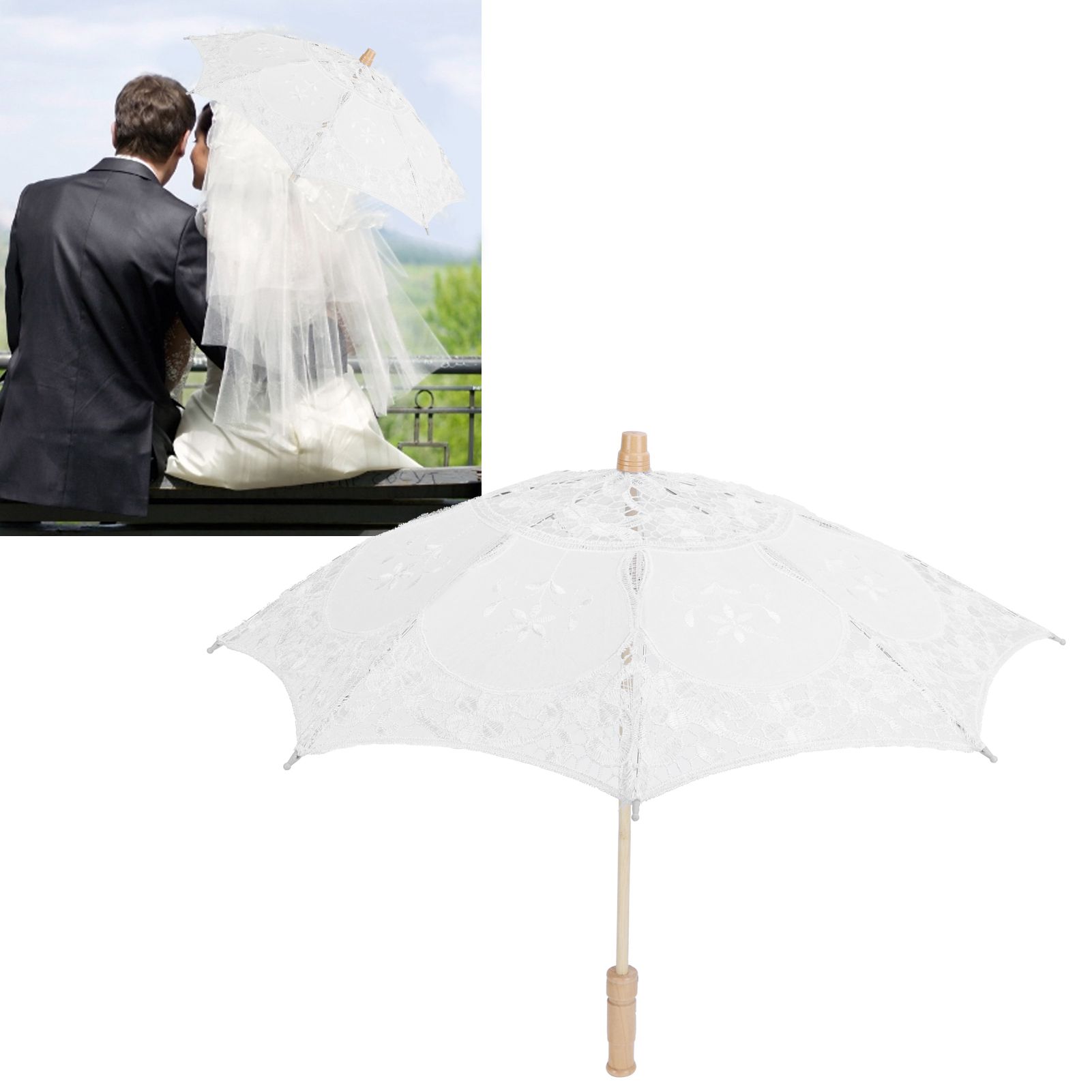 Lace Umbrella Parasol Vintage Wedding Bridal Umbrella for Photo Costume Party view 9