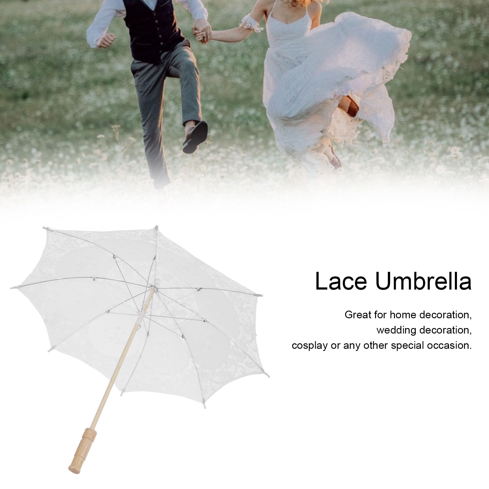 Lace Umbrella Parasol Vintage Wedding Bridal Umbrella for Photo Costume Party view 15