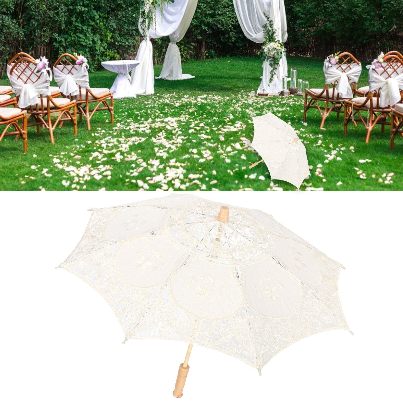Lace Umbrella Parasol Vintage Wedding Bridal Umbrella for Photo Costume Party view 10