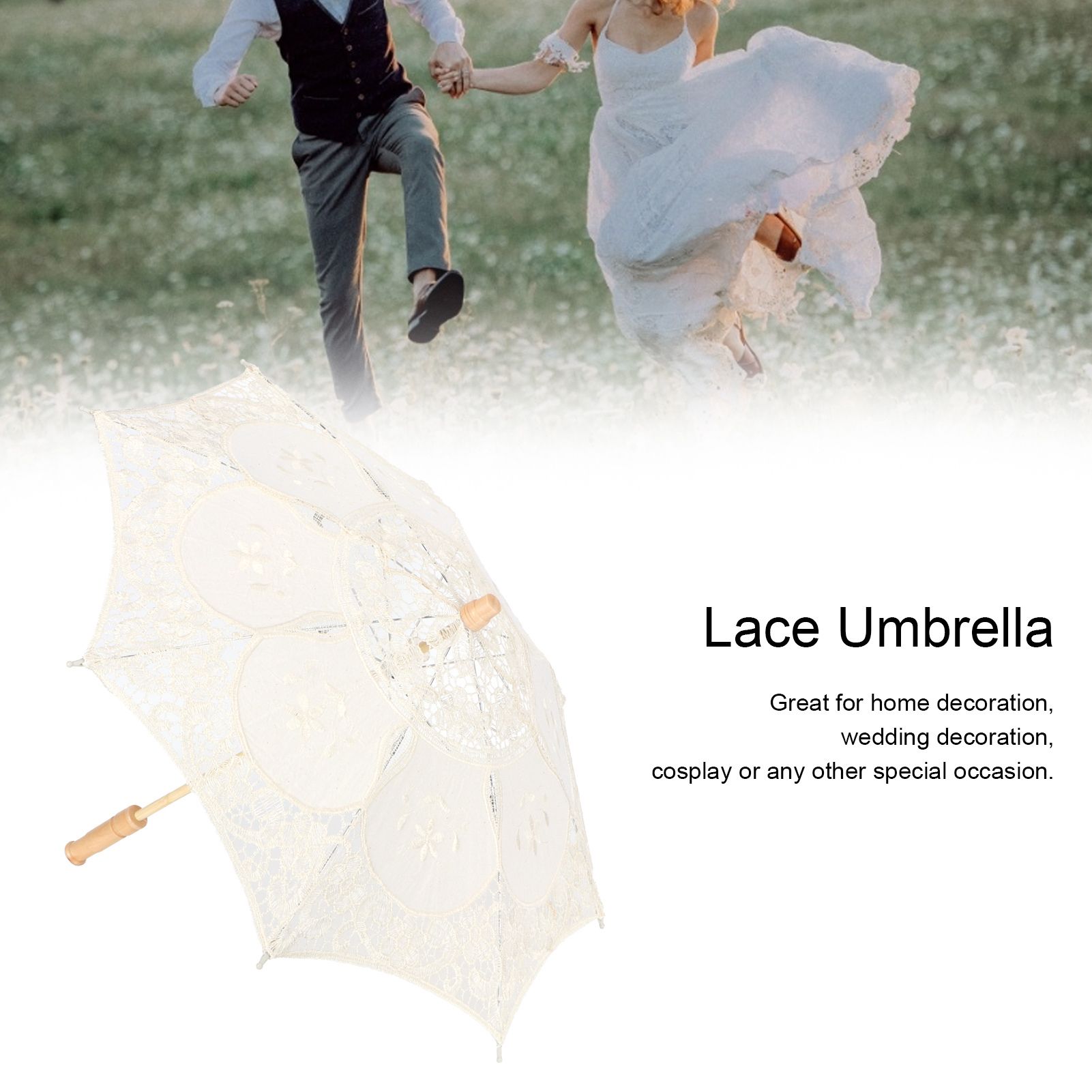 Lace Umbrella Parasol Vintage Wedding Bridal Umbrella for Photo Costume Party view 14