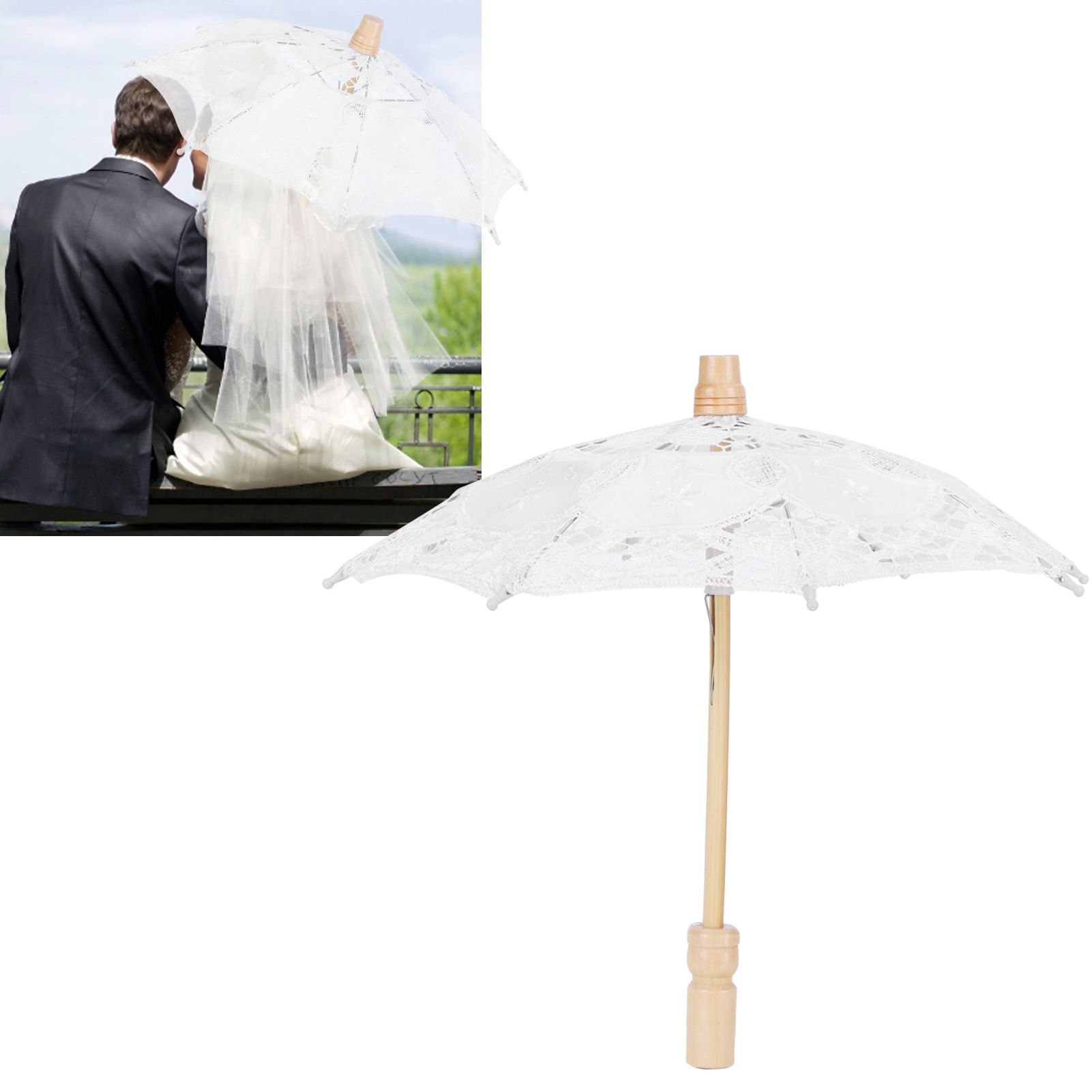 Lace Umbrella Parasol Vintage Wedding Bridal Umbrella for Photo Costume Party view 9